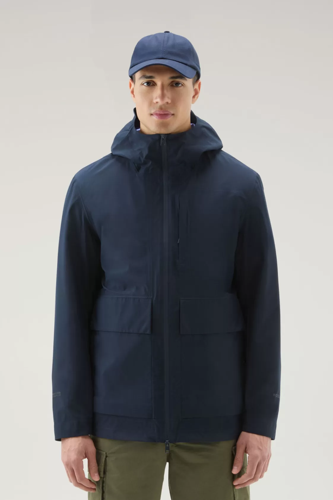 Jackets>woolrich Mountain Jacket In Windstopper Gore-Tex Melton Blue