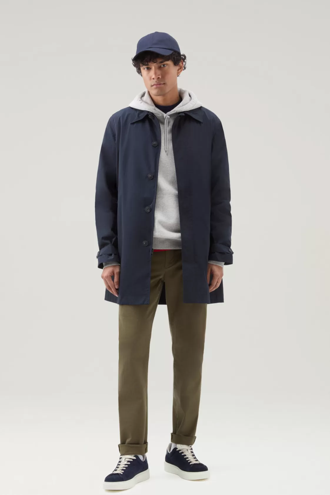 Coats>woolrich New City Coat In Urban Touch Melton Blue