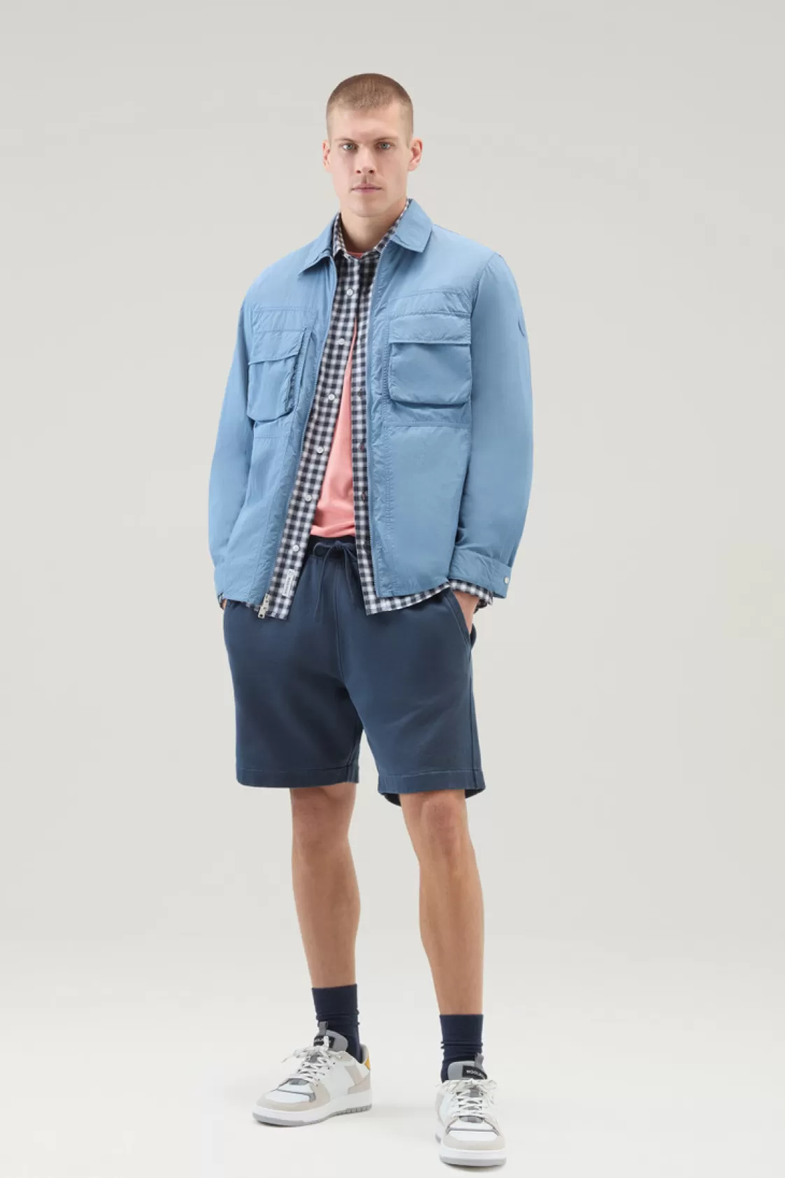 Overshirts & Shirt Jackets>woolrich Overshirt In Crinkle Nylon Pastel Indigo