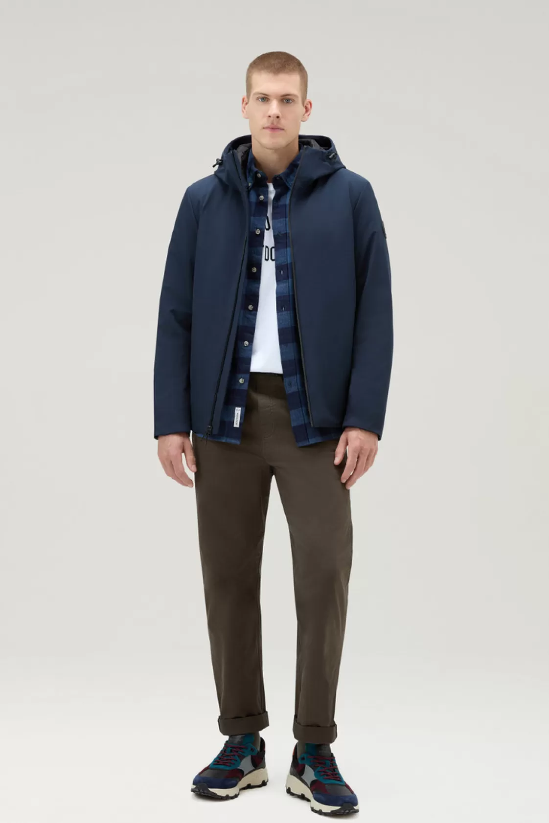 Waterproof | Jackets>woolrich Pacific Jacket In Tech Softshell Melton Blue