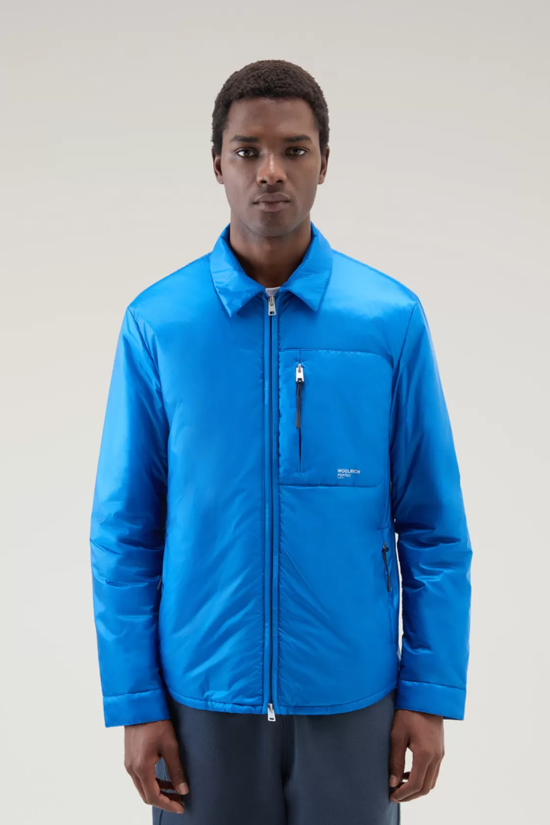 Jackets>woolrich Padded Overshirt In Recycled Pertex Quantum Snorkel Blue