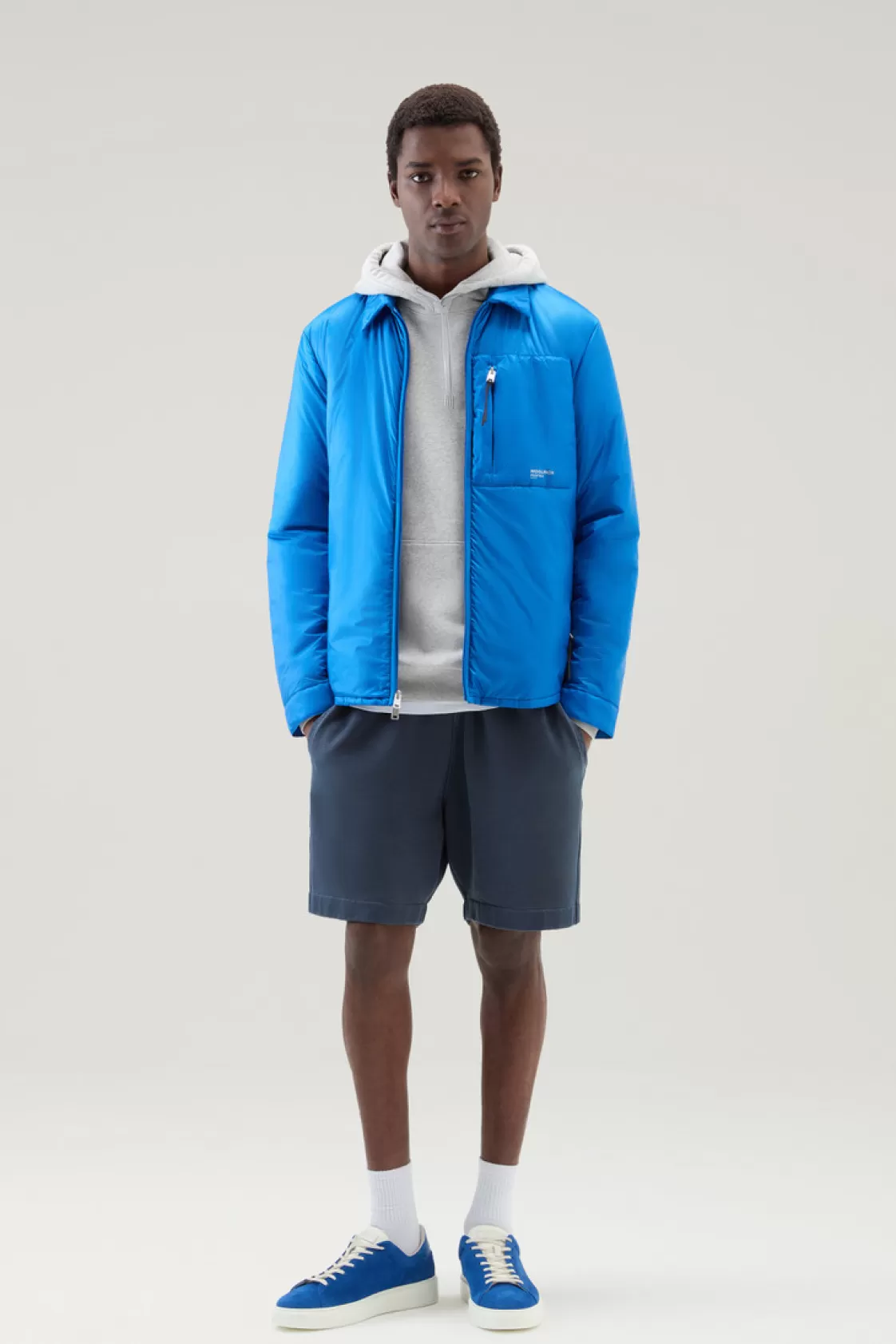 Jackets>woolrich Padded Overshirt In Recycled Pertex Quantum Snorkel Blue