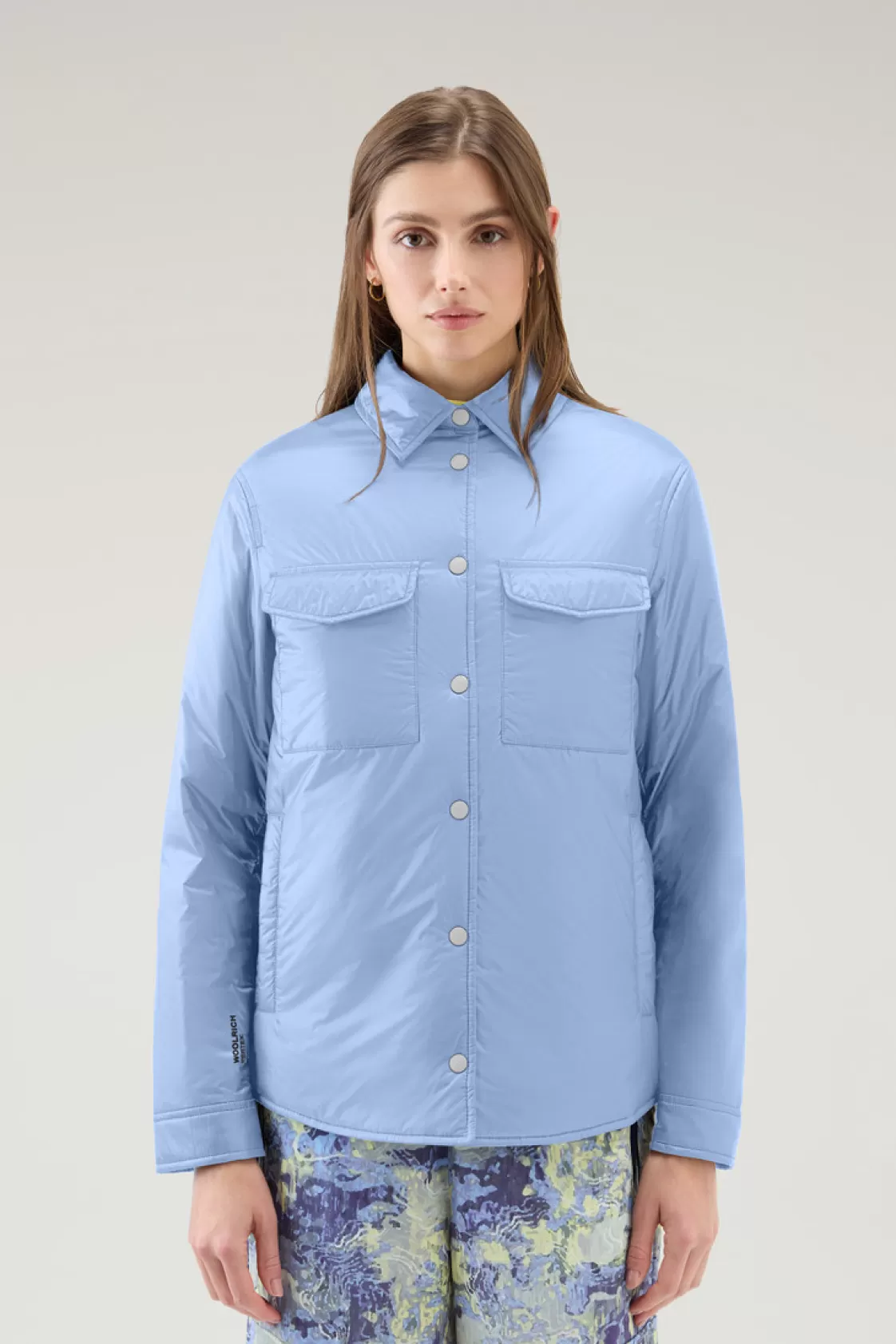 Jackets>woolrich Padded Overshirt In Recycled Pertex Quantum Sea Breeze