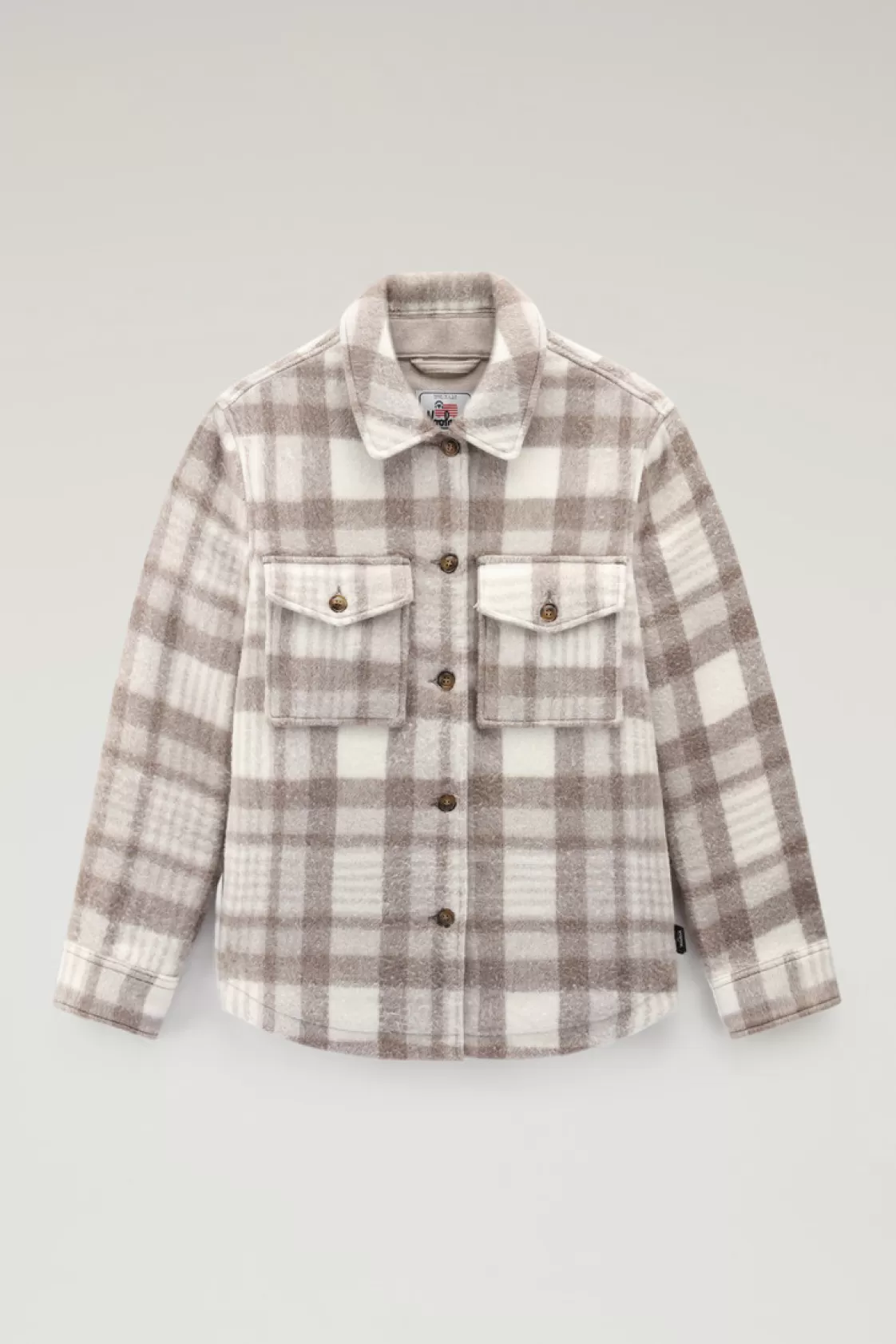 Shirts, Flannels & Shirt Jackets>woolrich Pemberton Check Overshirt In Wool Blend Flannel Natural Check