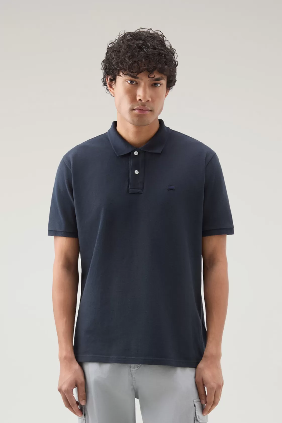 Polos>woolrich Piquet Polo Shirt In Pure Cotton Melton Blue