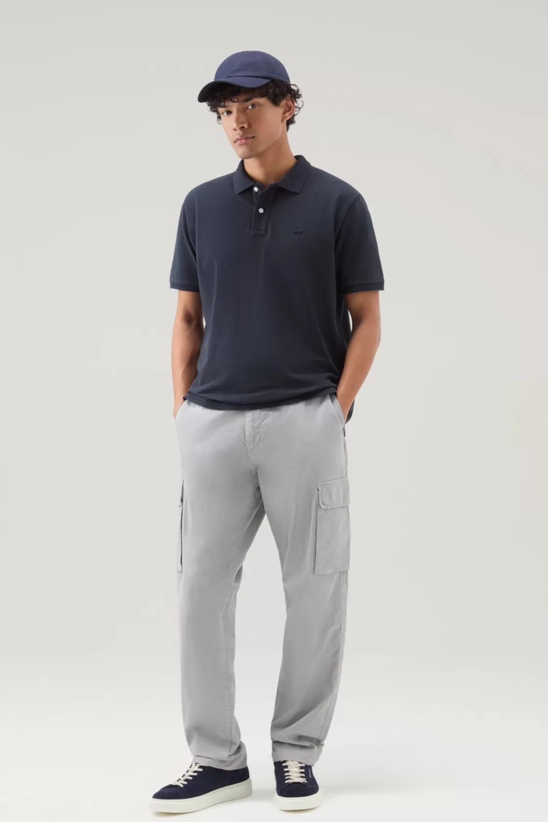 Polos>woolrich Piquet Polo Shirt In Pure Cotton Melton Blue