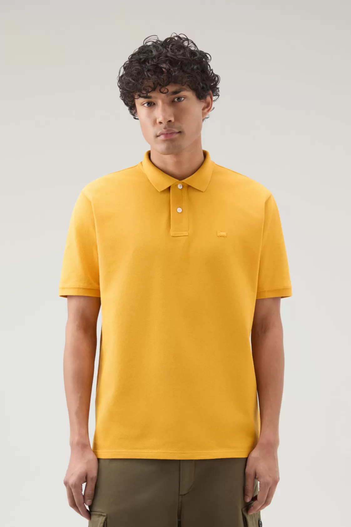 Polos>woolrich Piquet Polo Shirt In Pure Cotton Golden Glow