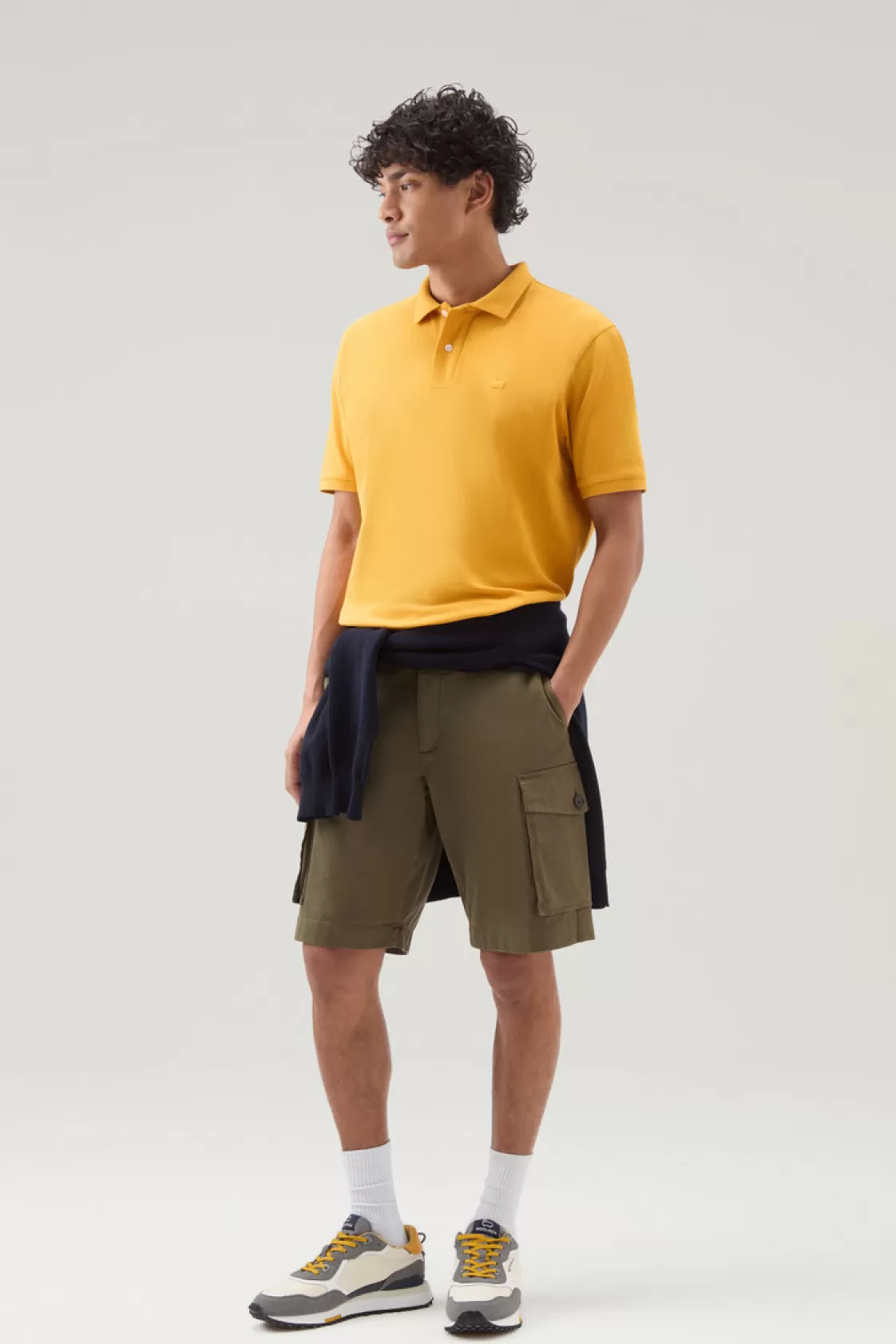 Polos>woolrich Piquet Polo Shirt In Pure Cotton Golden Glow