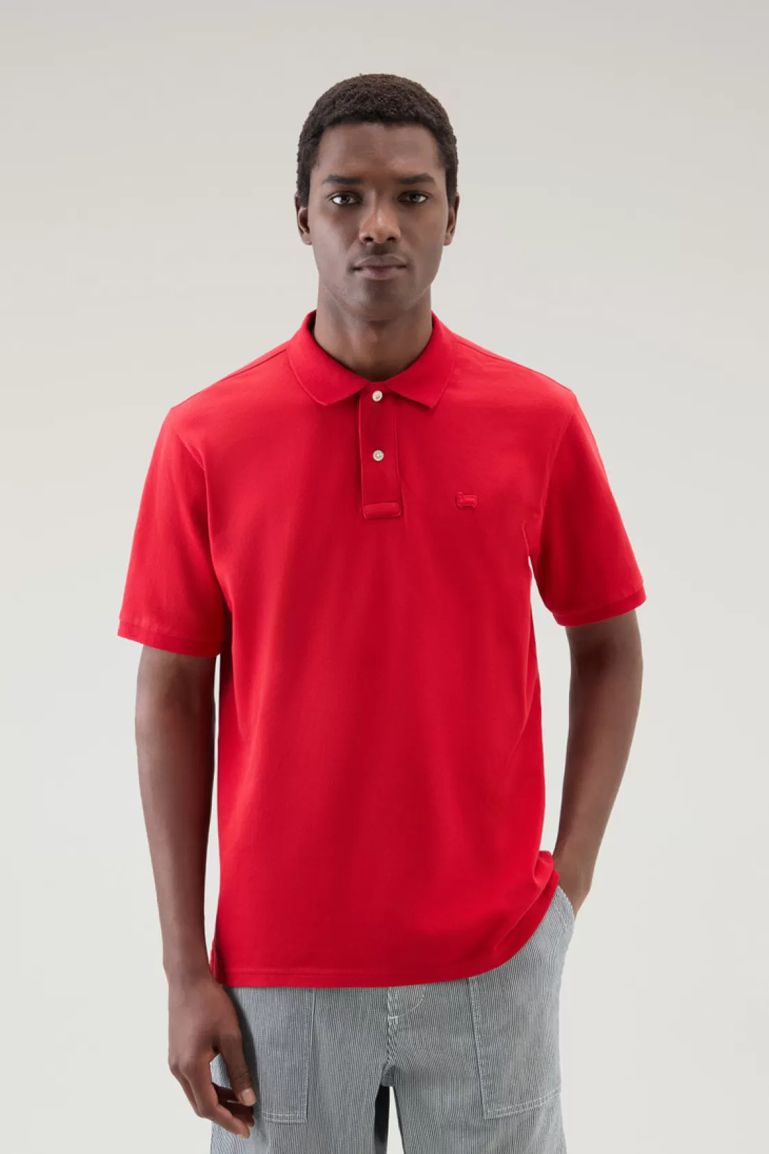 Polos>woolrich Piquet Polo Shirt In Pure Cotton Sky Red