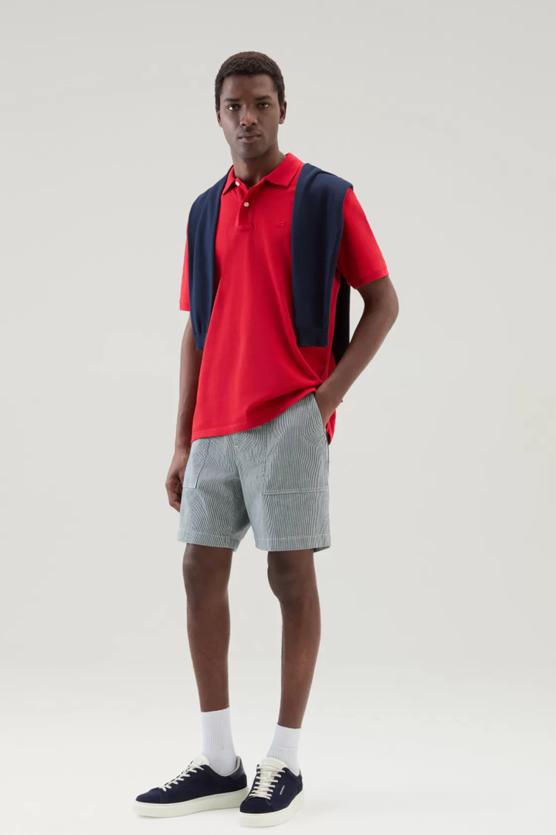 Polos>woolrich Piquet Polo Shirt In Pure Cotton Sky Red