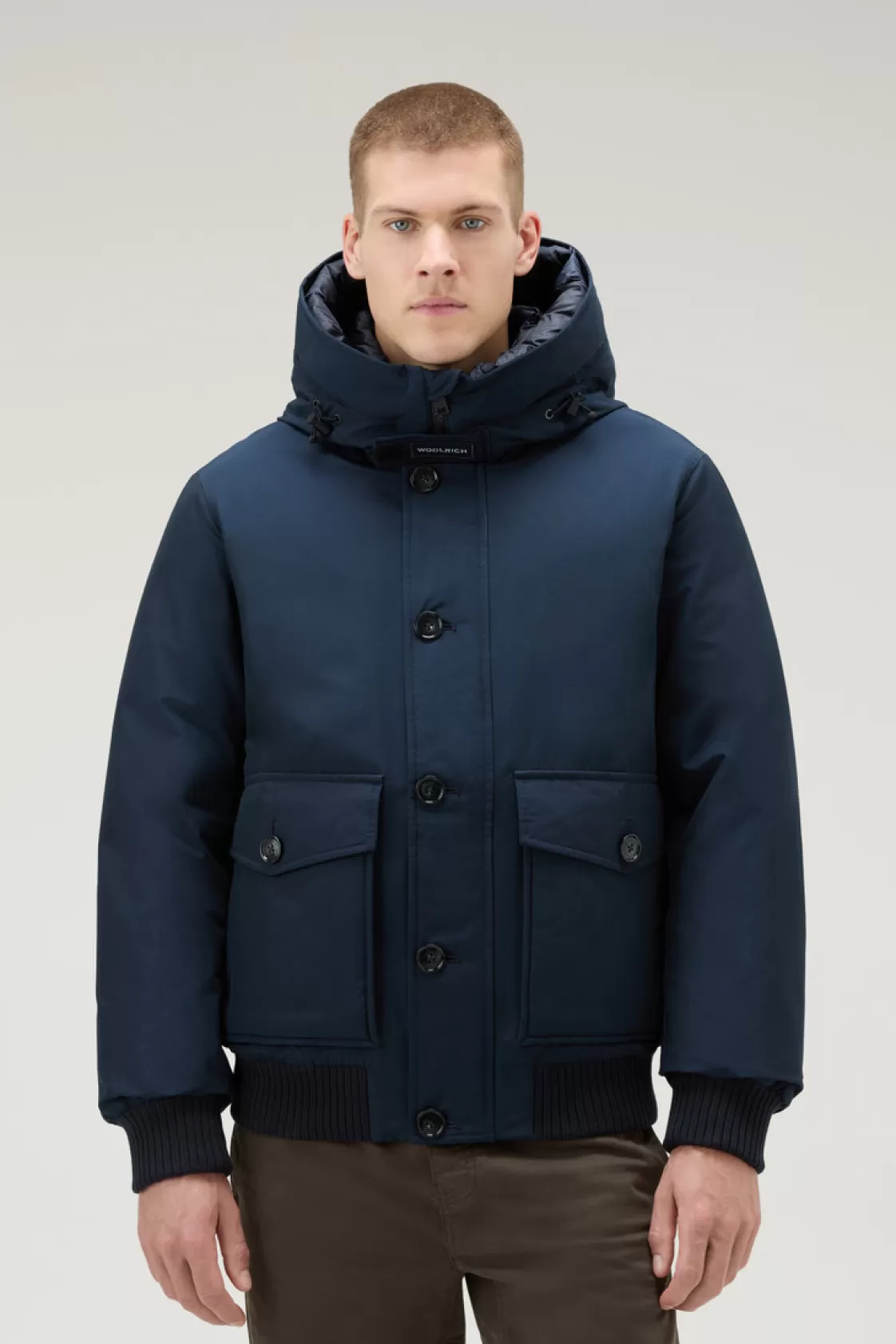 Jackets>woolrich Polar Bomber In Ramar Cloth Melton Blue