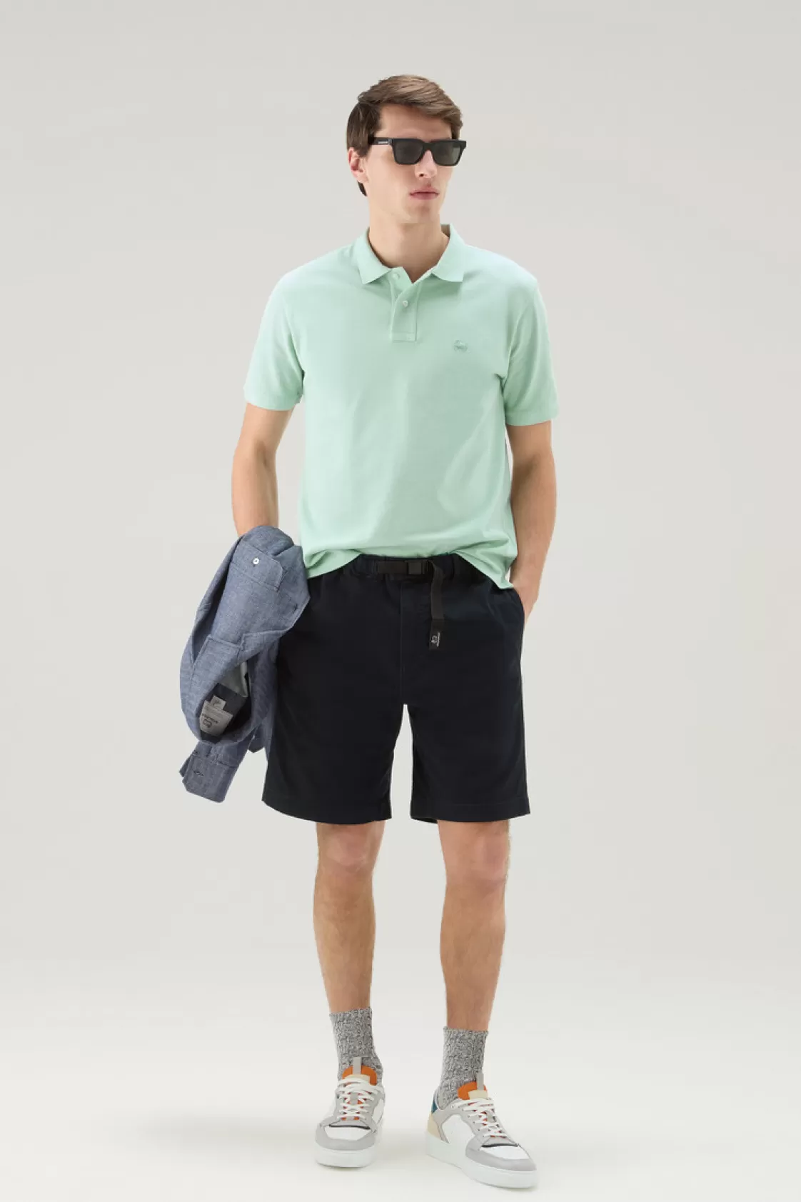 Polos | T-Shirts>woolrich Polo Shirt In Pure Cotton Piquet Harbor Green