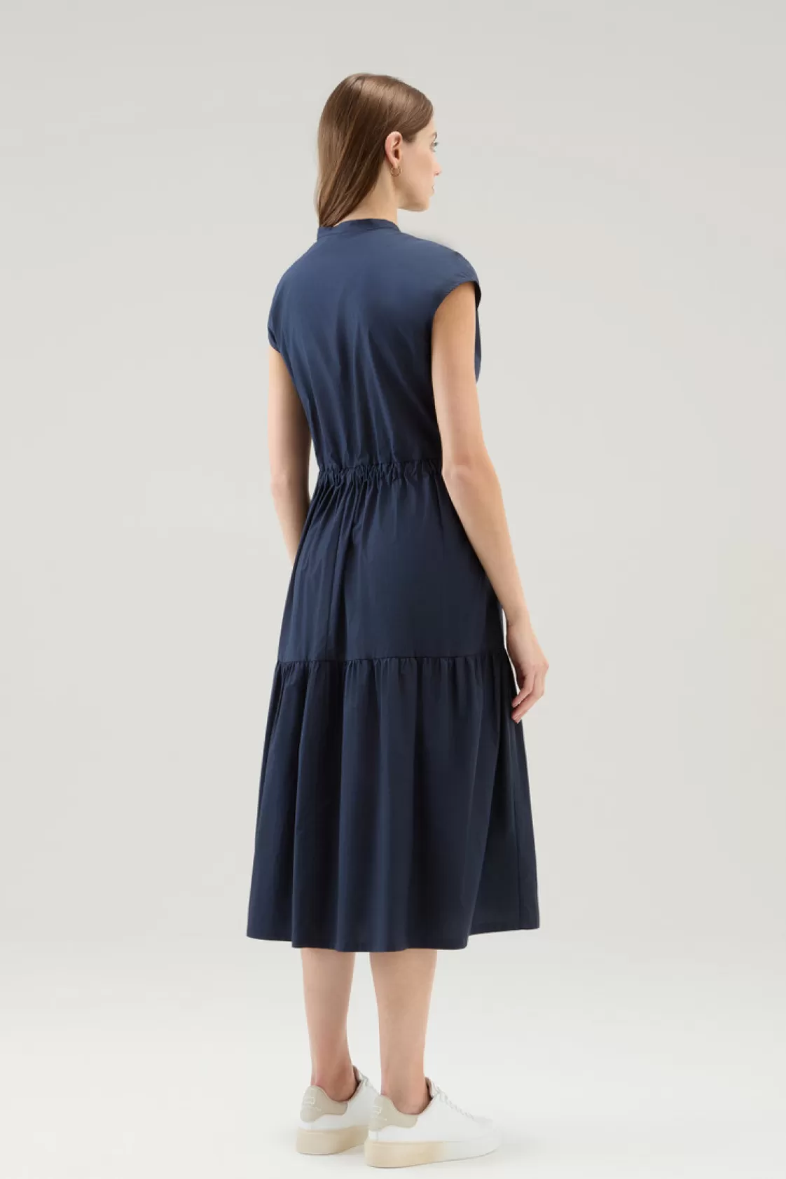 Dresses & Skirts>woolrich Poplin Dress In Pure Cotton With Ruffles Melton Blue