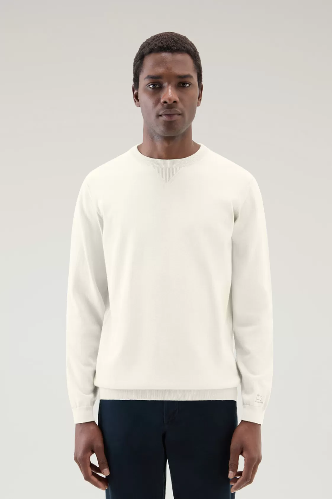 Sweaters>woolrich Pure Cotton Crewneck Sweater Milky Cream