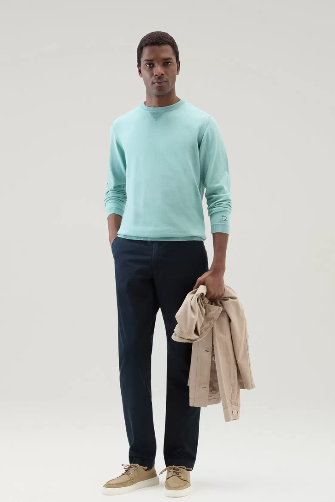 Sweaters>woolrich Pure Cotton Crewneck Sweater Sage