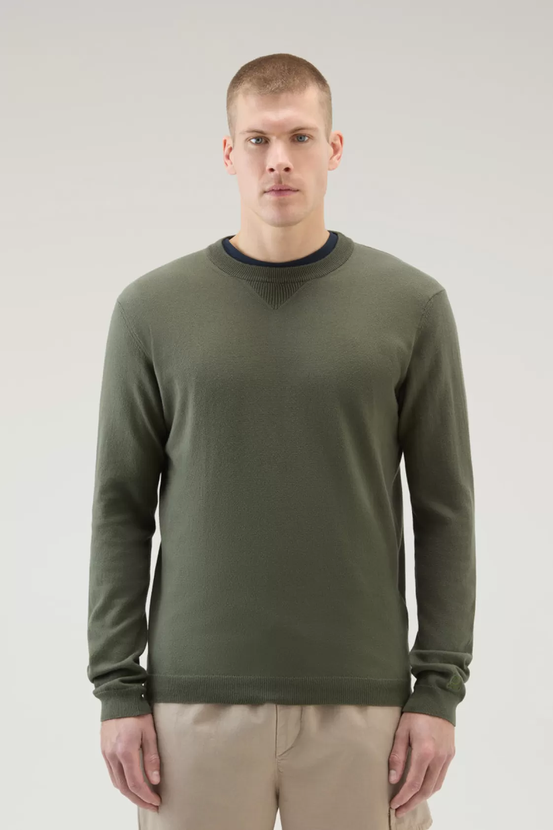 Sweaters>woolrich Pure Cotton Crewneck Sweater Lake Olive