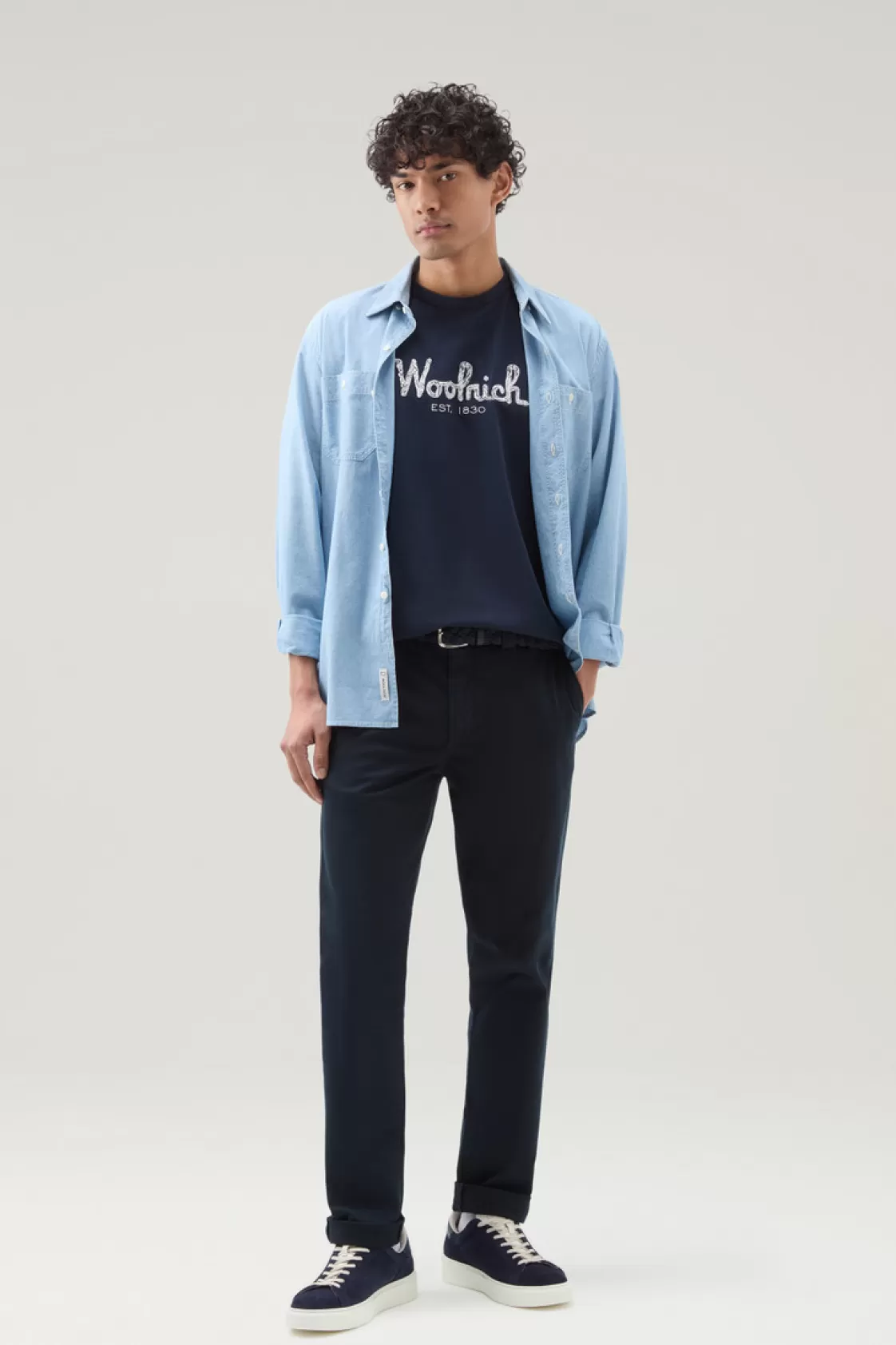 T-Shirts>woolrich Pure Cotton Embroidered T-Shirt Melton Blue