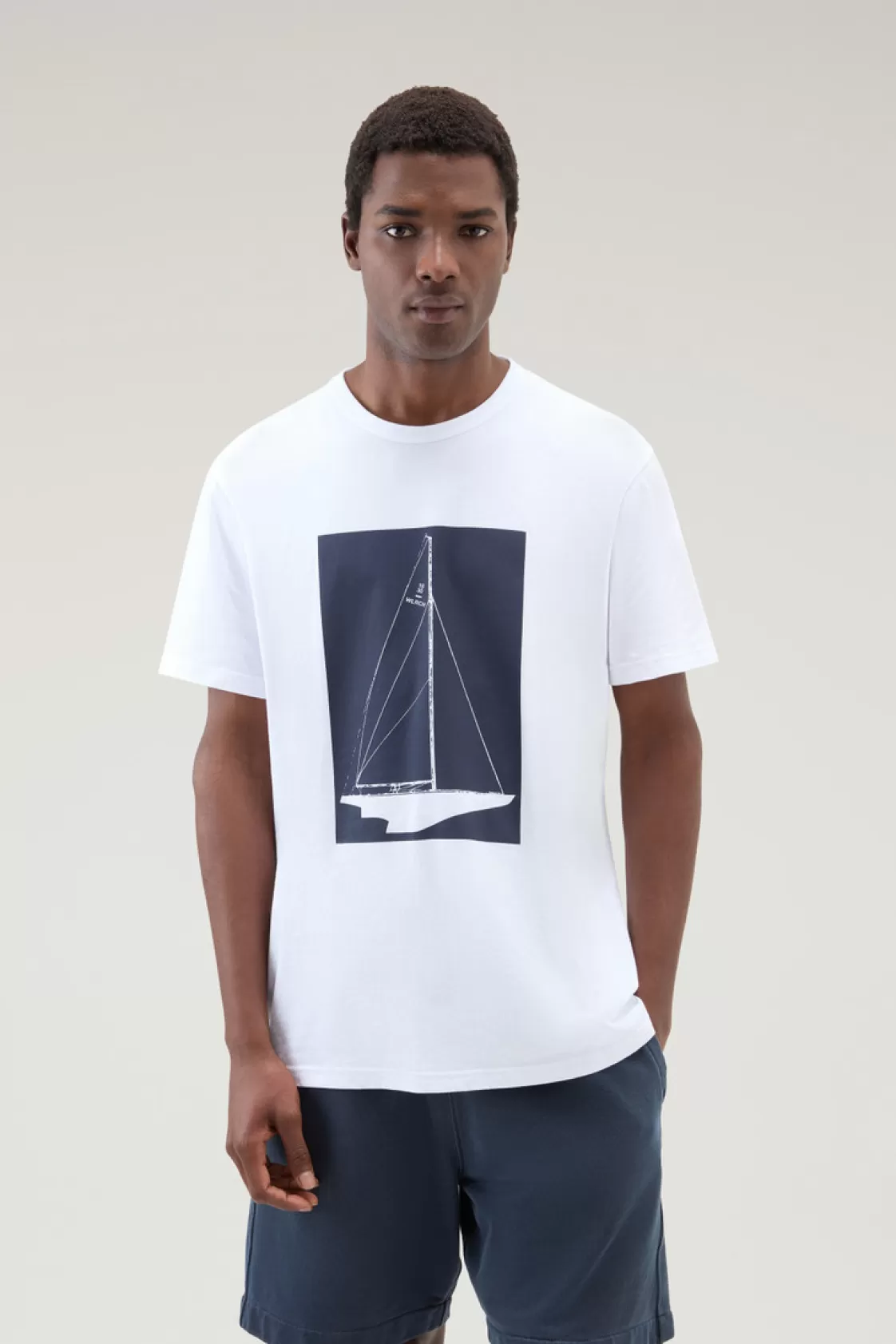 T-Shirts>woolrich Pure Cotton Nautical Print T-Shirt Bright White