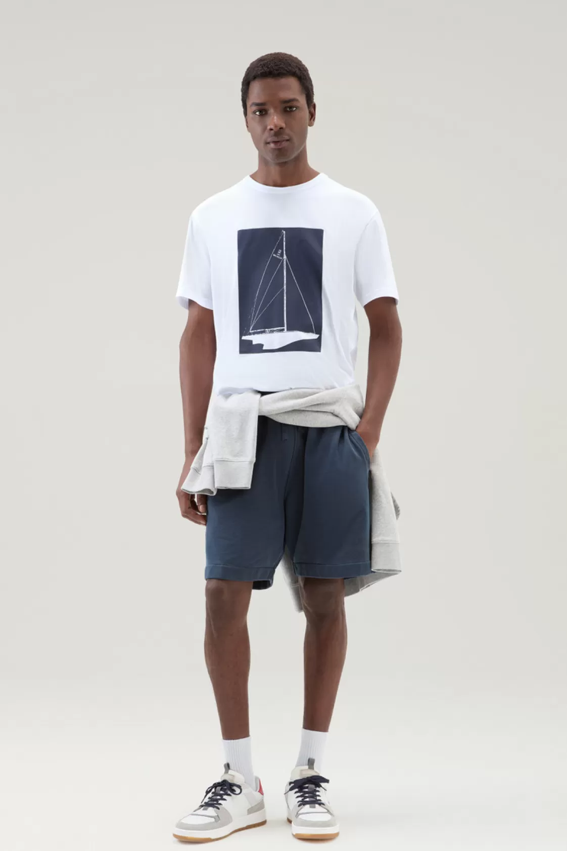 T-Shirts>woolrich Pure Cotton Nautical Print T-Shirt Bright White