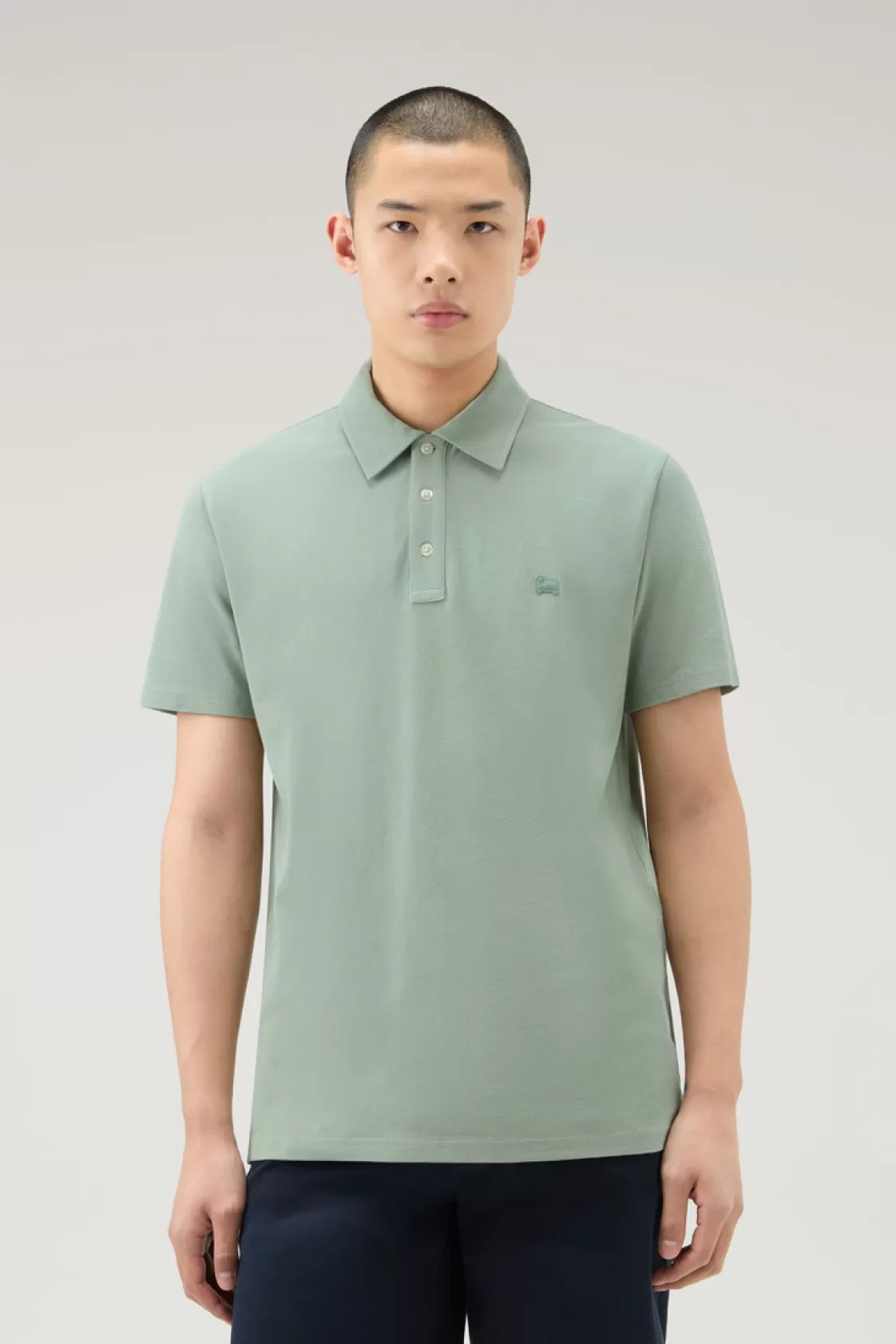 Polos>woolrich Pure Cotton Piquet Polo Shirt Sage