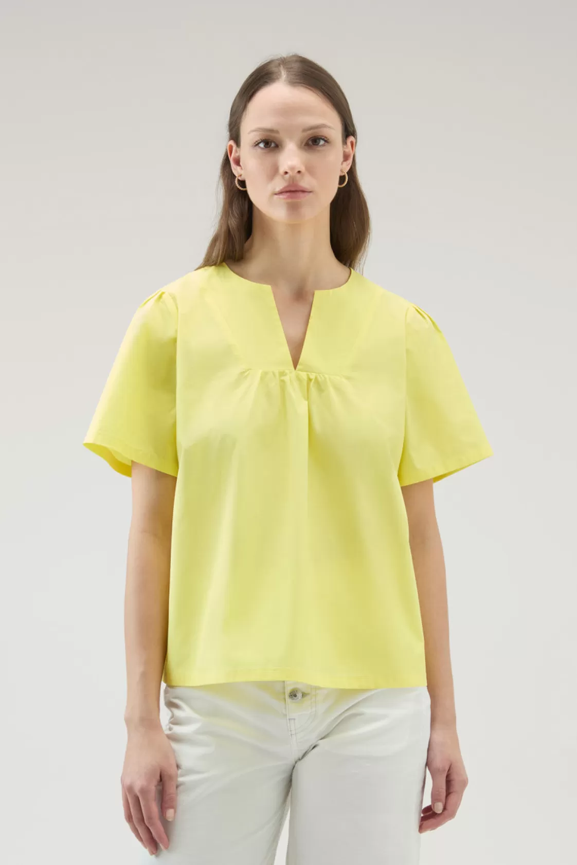 Shirts, Flannels & Shirt Jackets>woolrich Pure Cotton Poplin Blouse Sunny Lemon