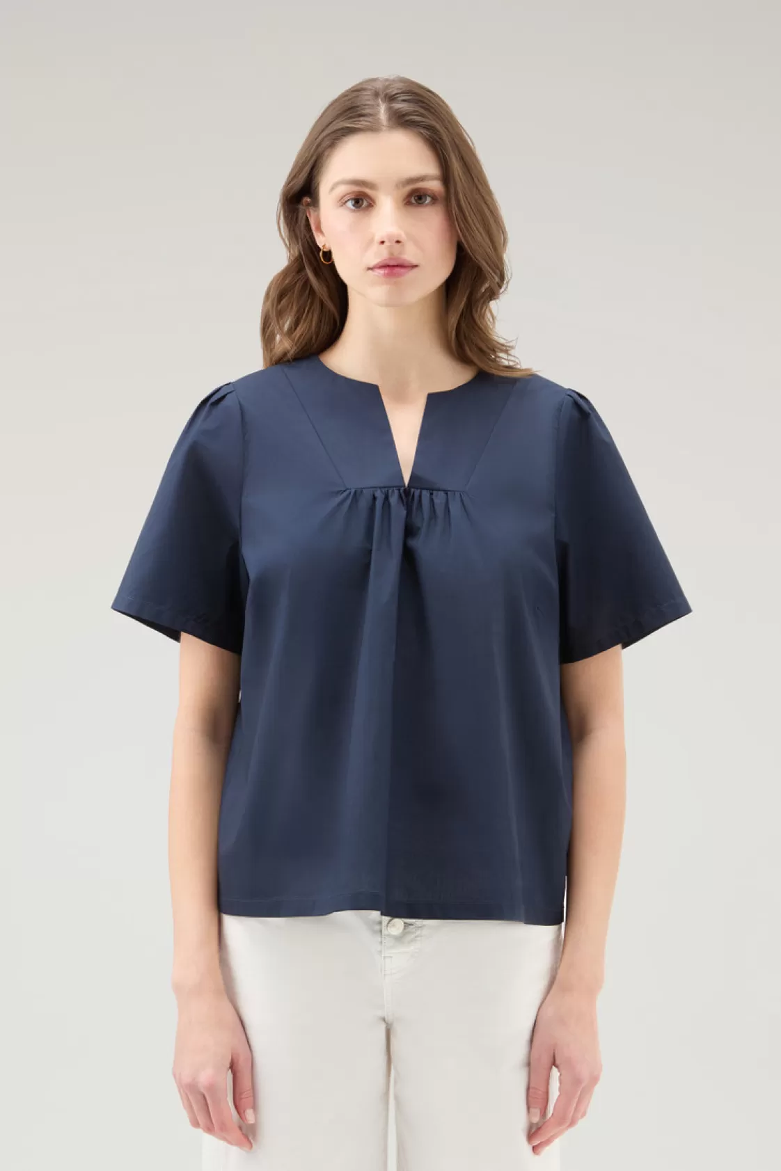 Shirts, Flannels & Shirt Jackets>woolrich Pure Cotton Poplin Blouse Melton Blue