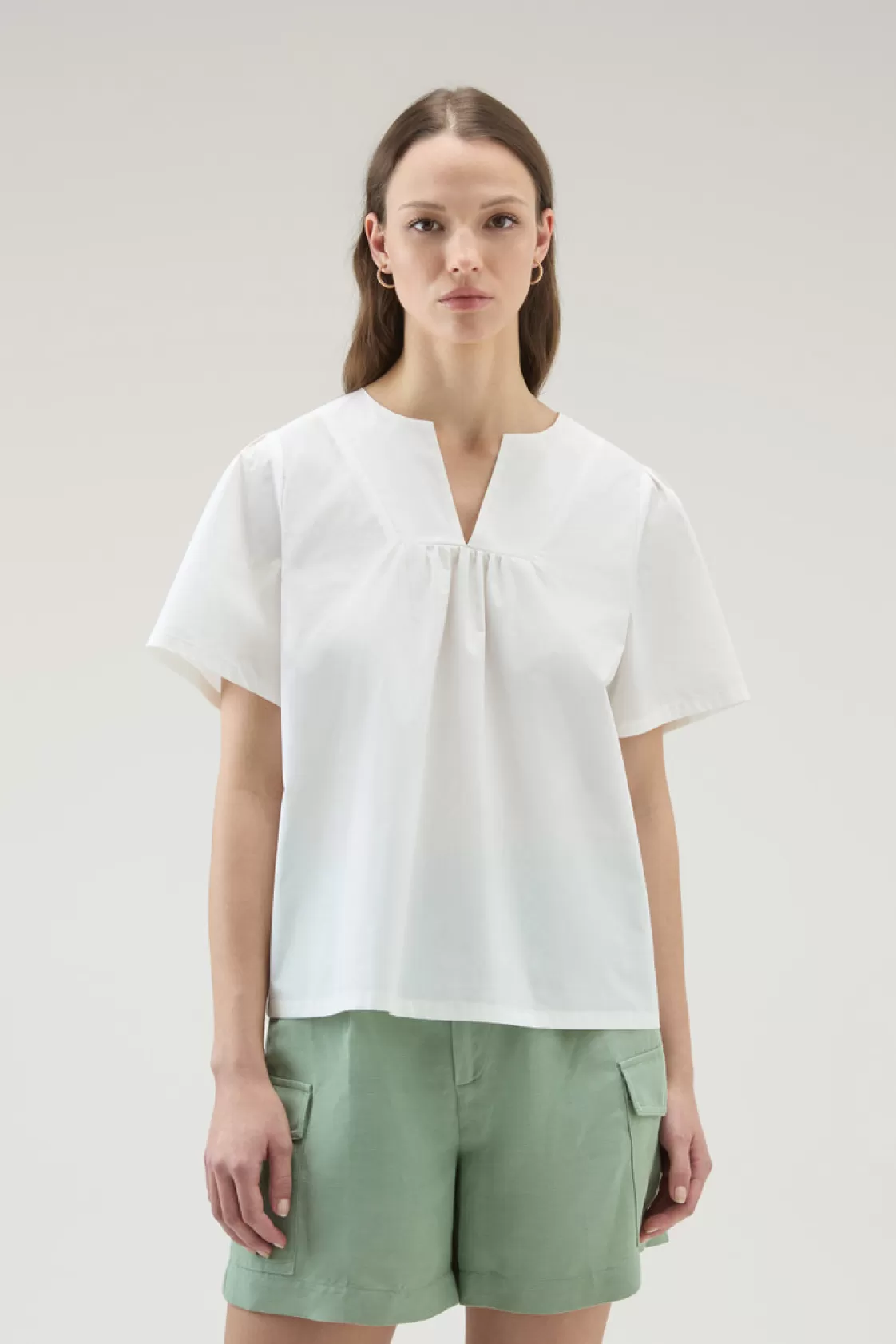 Shirts, Flannels & Shirt Jackets>woolrich Pure Cotton Poplin Blouse Plaster White