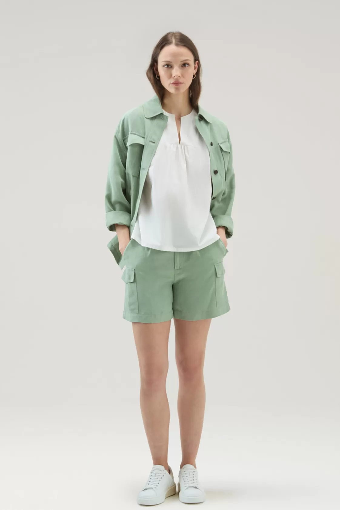 Shirts, Flannels & Shirt Jackets>woolrich Pure Cotton Poplin Blouse Plaster White