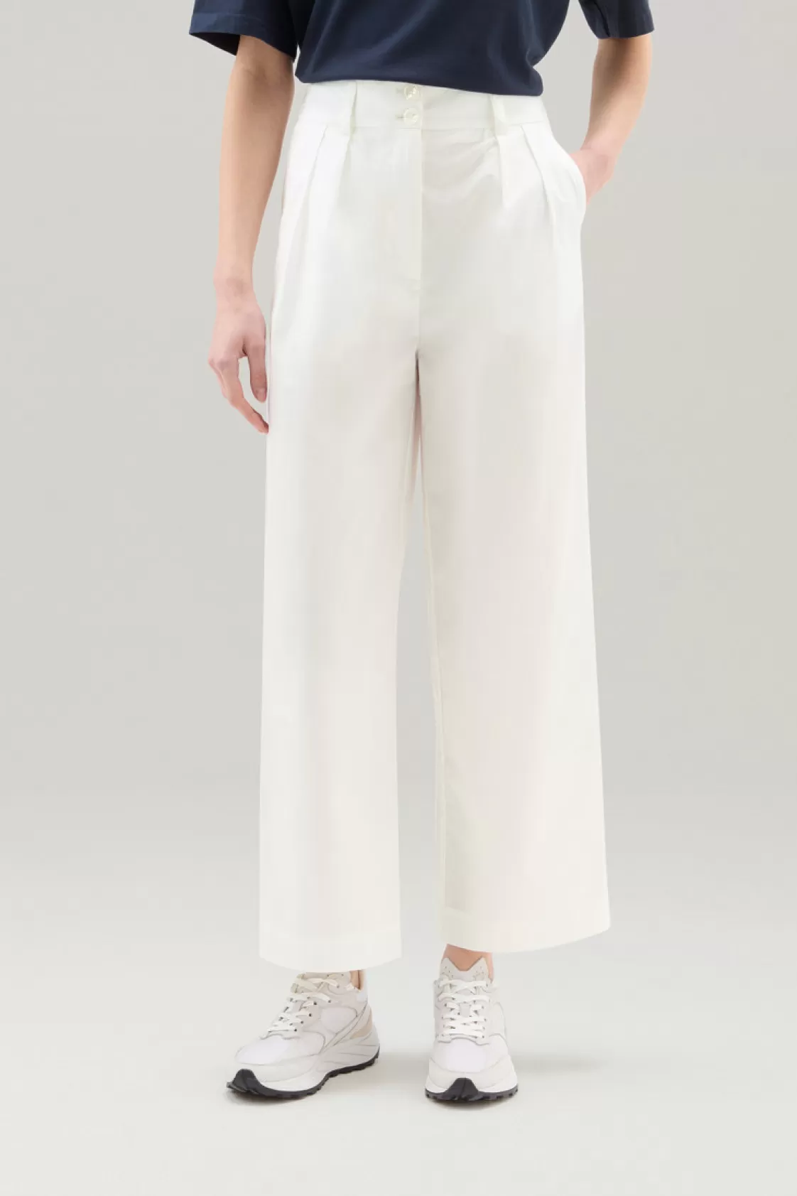 Trousers & Shorts>woolrich Pure Cotton Poplin Pants Plaster White