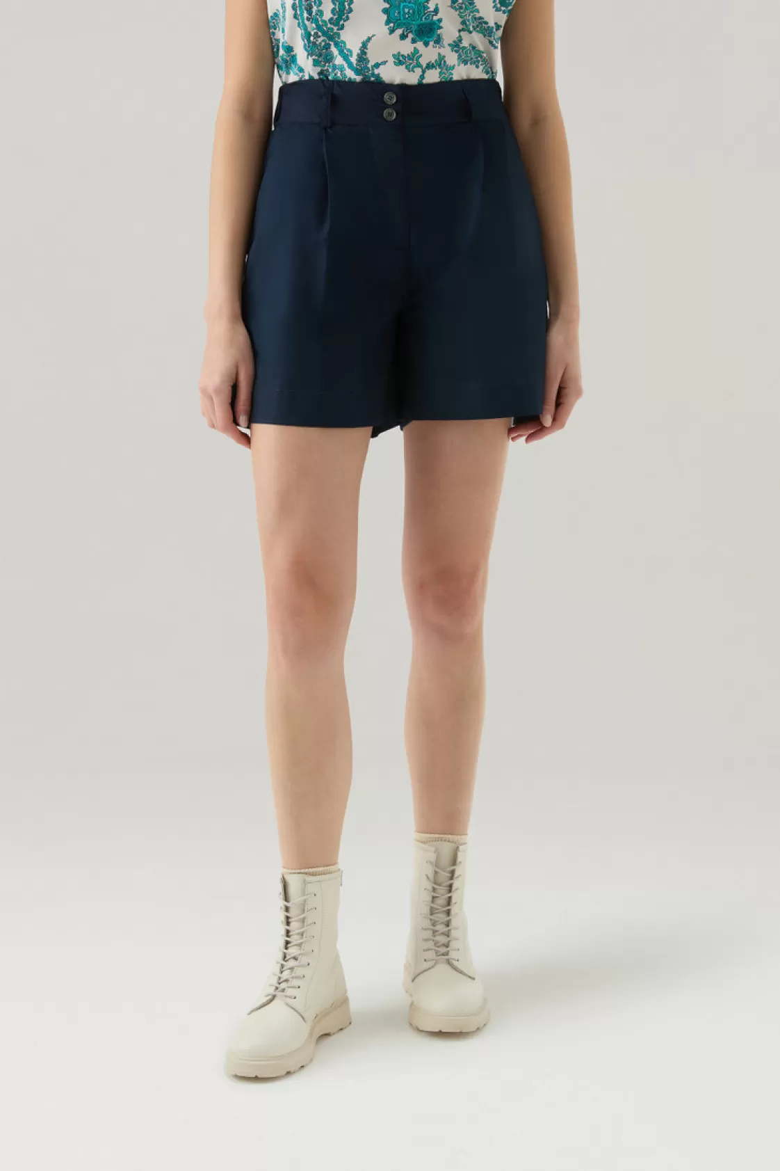 Trousers & Shorts>woolrich Pure Cotton Poplin Shorts Melton Blue