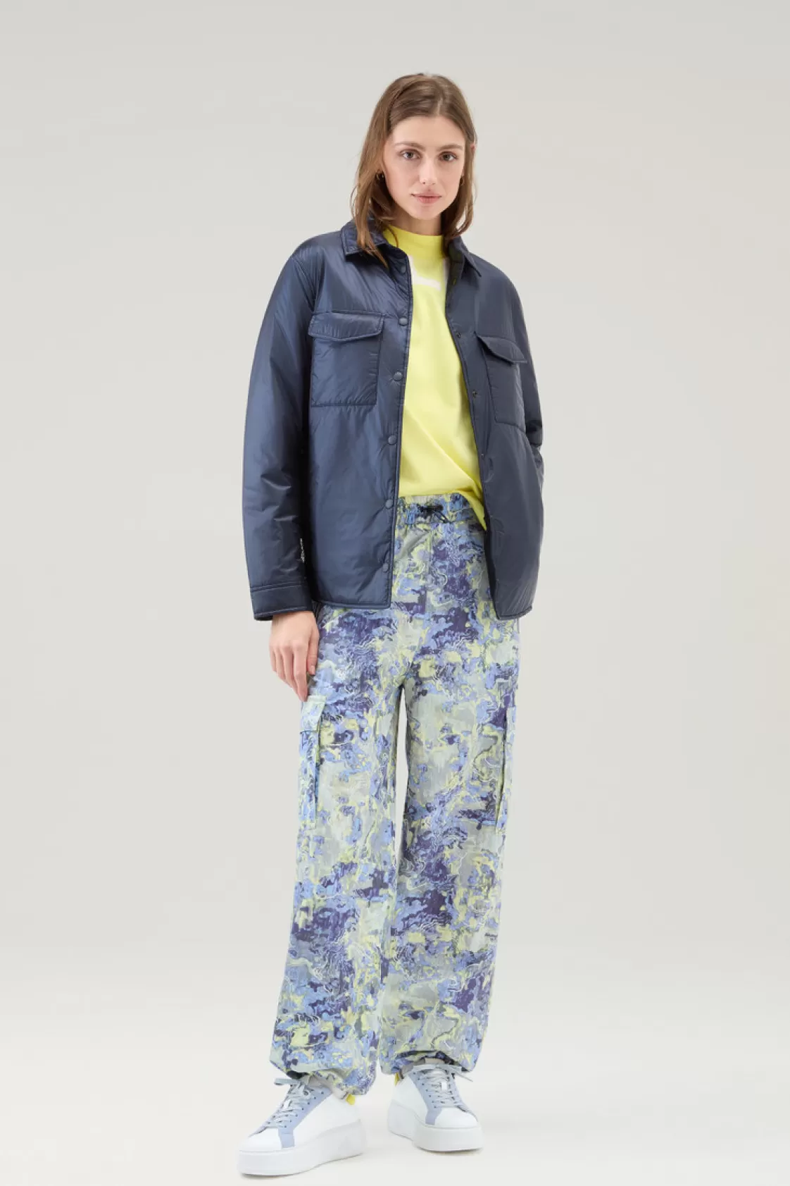 T-Shirts & Polos>woolrich Pure Cotton T-Shirt With Maxi Print Sunny Lemon