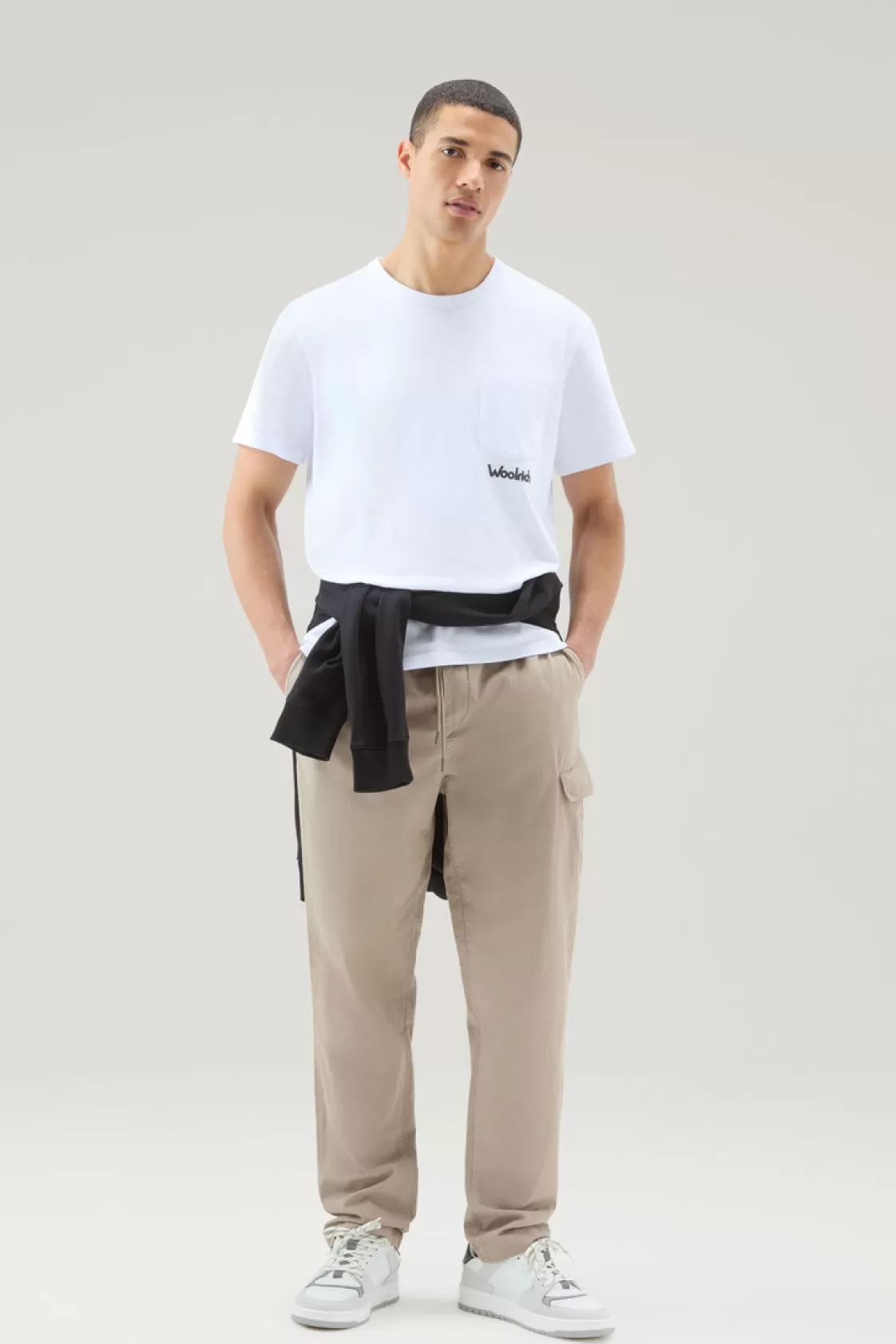 T-Shirts>woolrich Pure Cotton T-Shirt With Trail Print Bright White