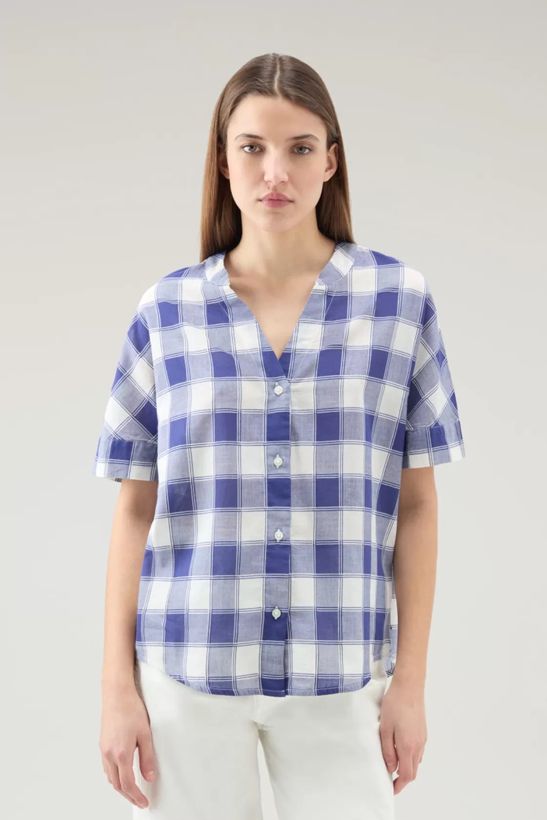 Shirts, Flannels & Shirt Jackets>woolrich Pure Cotton Voile Checked Shirt Blue Buffalo