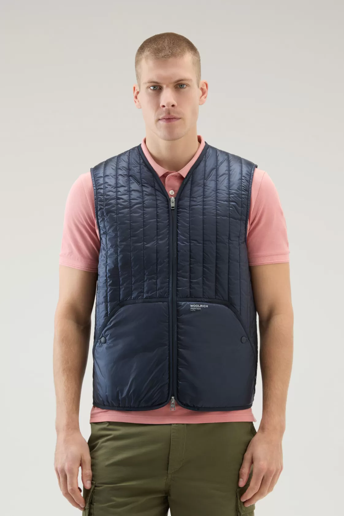 Vests>woolrich Quilted Vest In Recycled Pertex Quantum Melton Blue