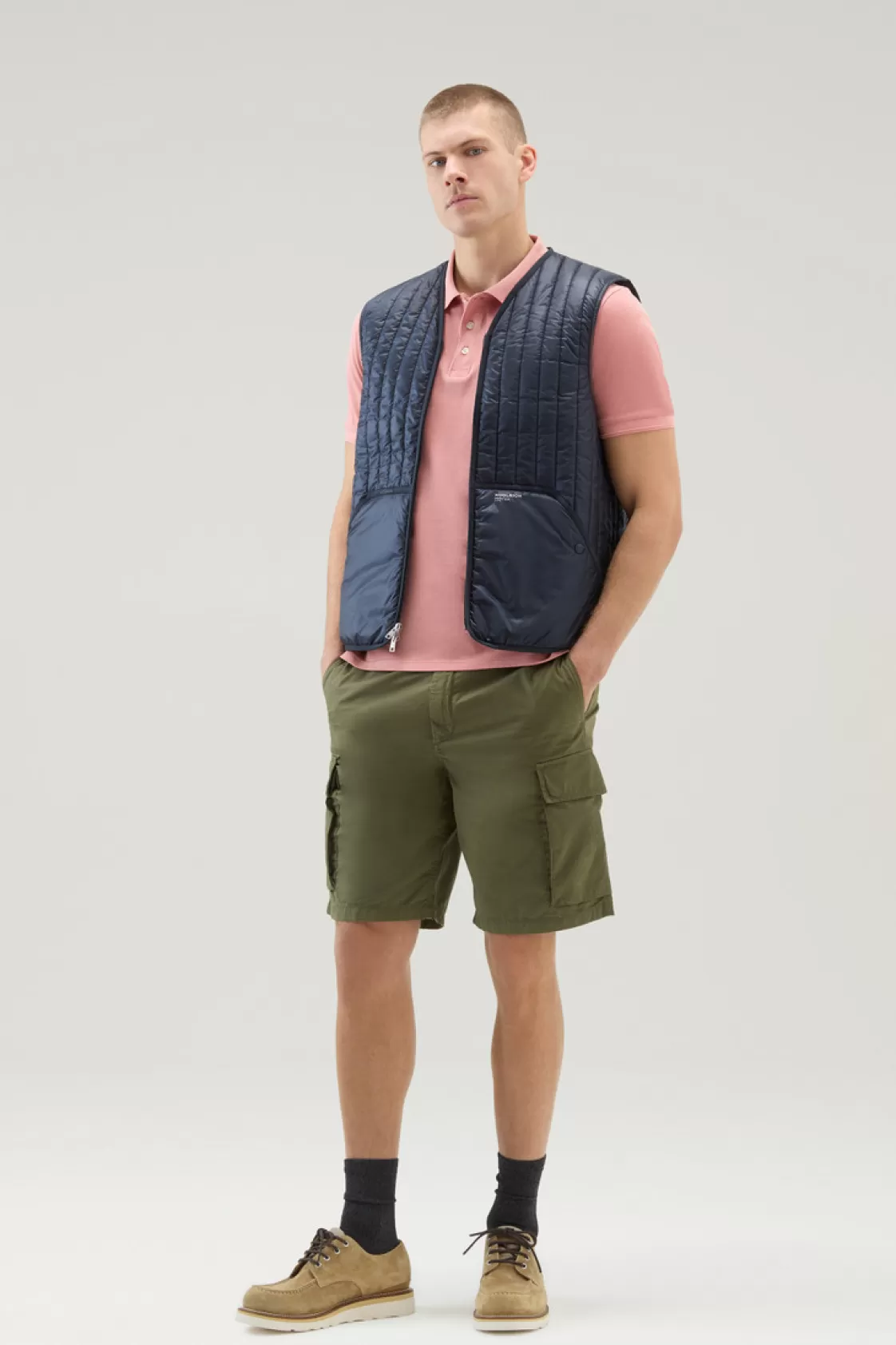 Vests>woolrich Quilted Vest In Recycled Pertex Quantum Melton Blue