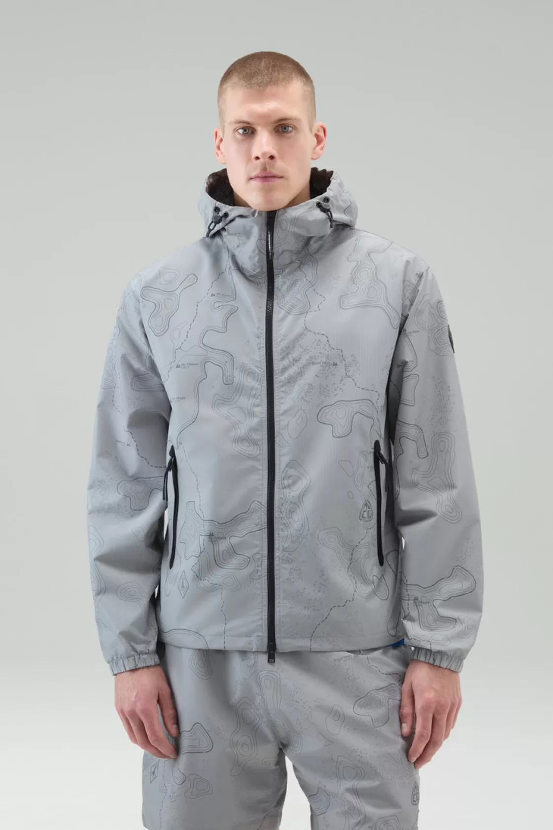 Waterproof | Jackets>woolrich Reflective Jacket In Ripstop Fabric Grey Trail map