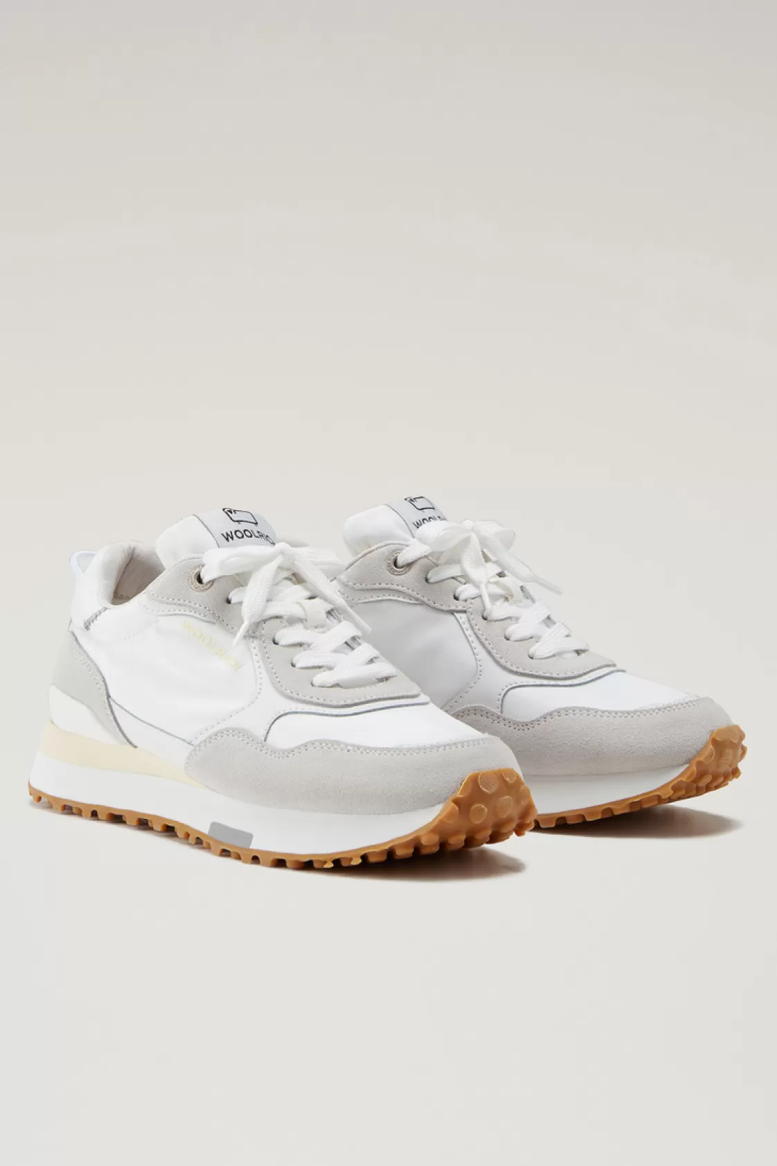 Sneakers>woolrich Retro Leather Sneakers With Nylon Details White White