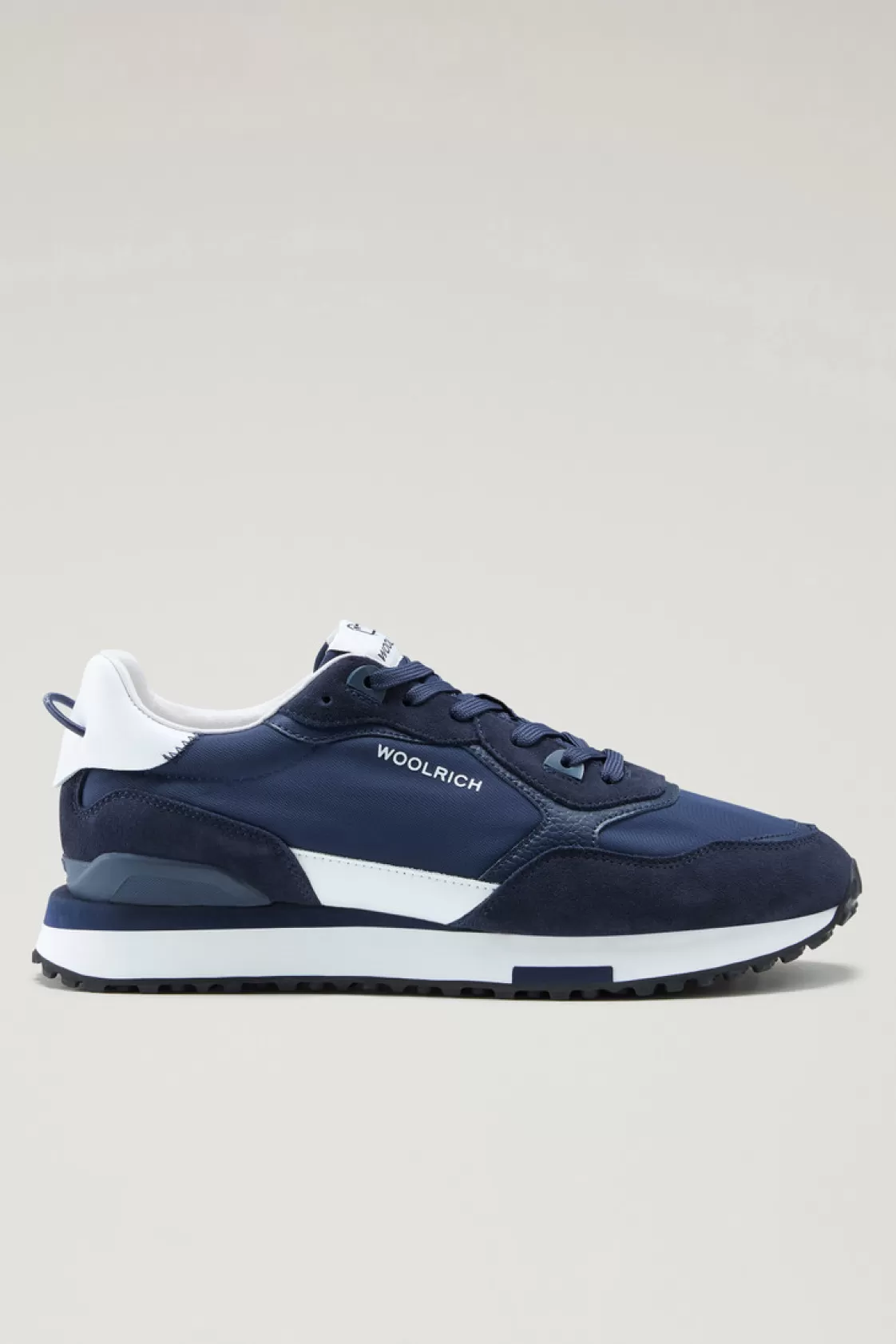 Sneakers>woolrich Retro Leather Sneakers With Nylon Details Blue Blue