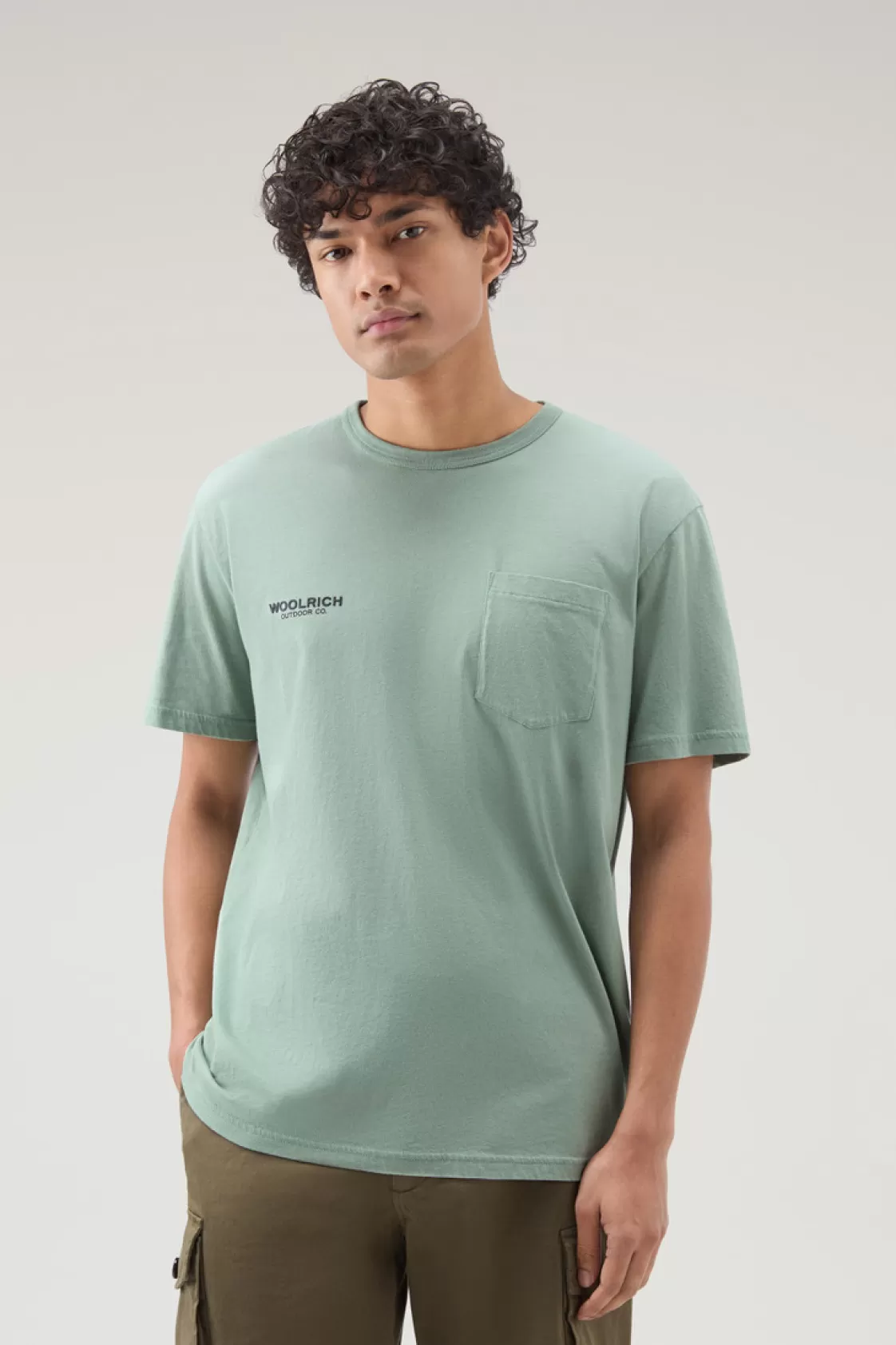 T-Shirts>woolrich Safari T-shirt In Pure Cotton Sage