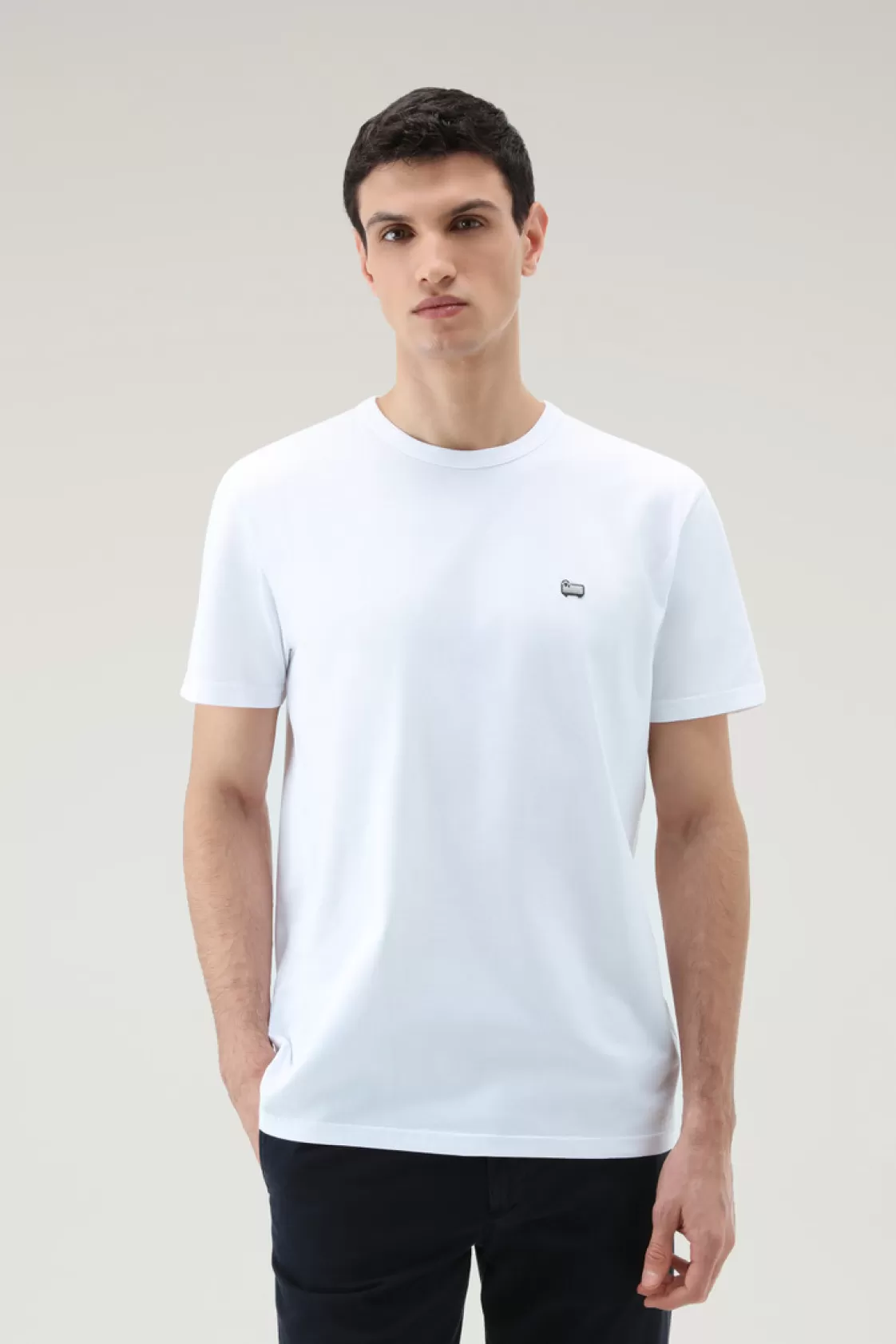 T-Shirts>woolrich Sheep T-Shirt In Pure Cotton Bright White