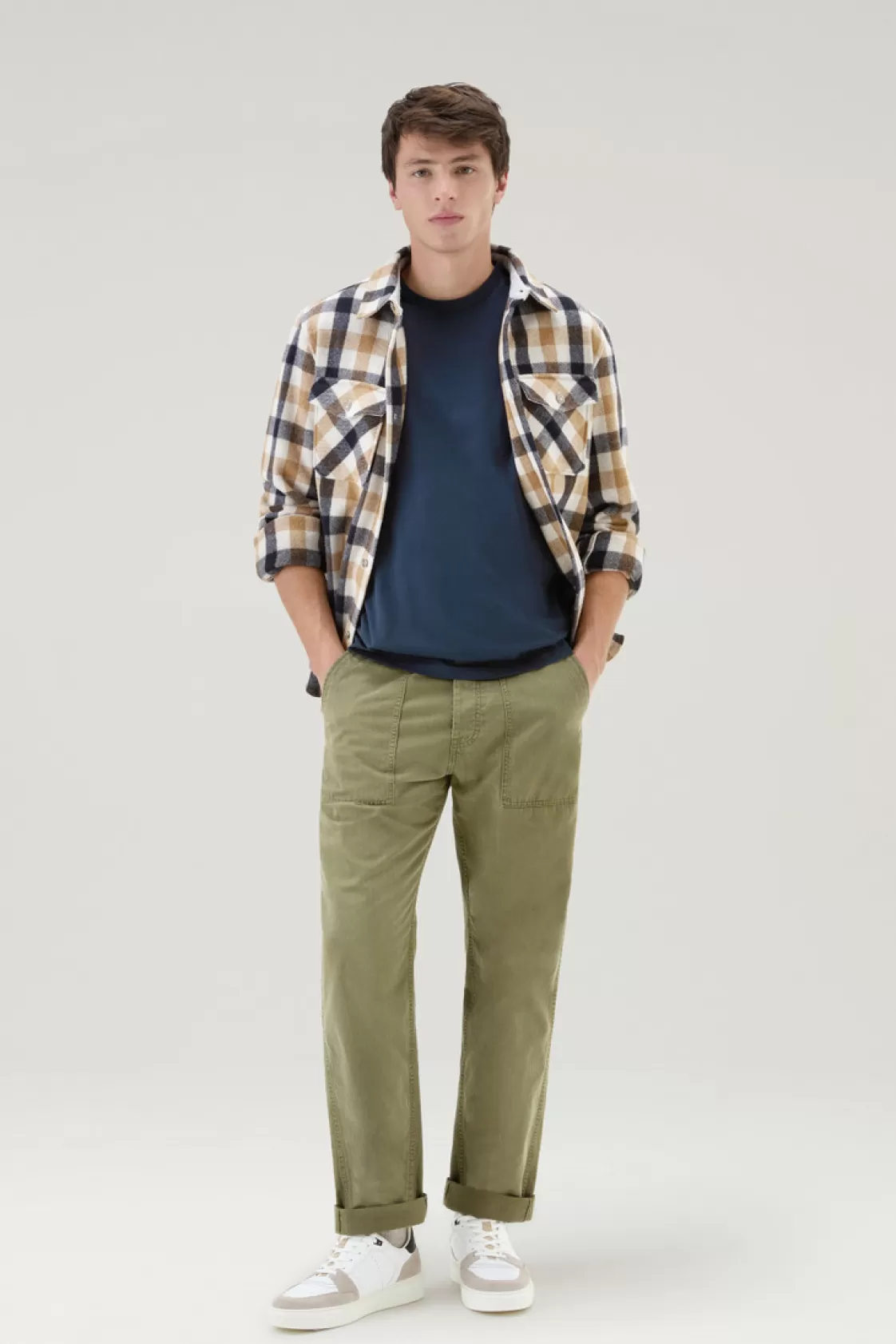 T-Shirts>woolrich Sheep T-Shirt In Pure Cotton Melton Blue