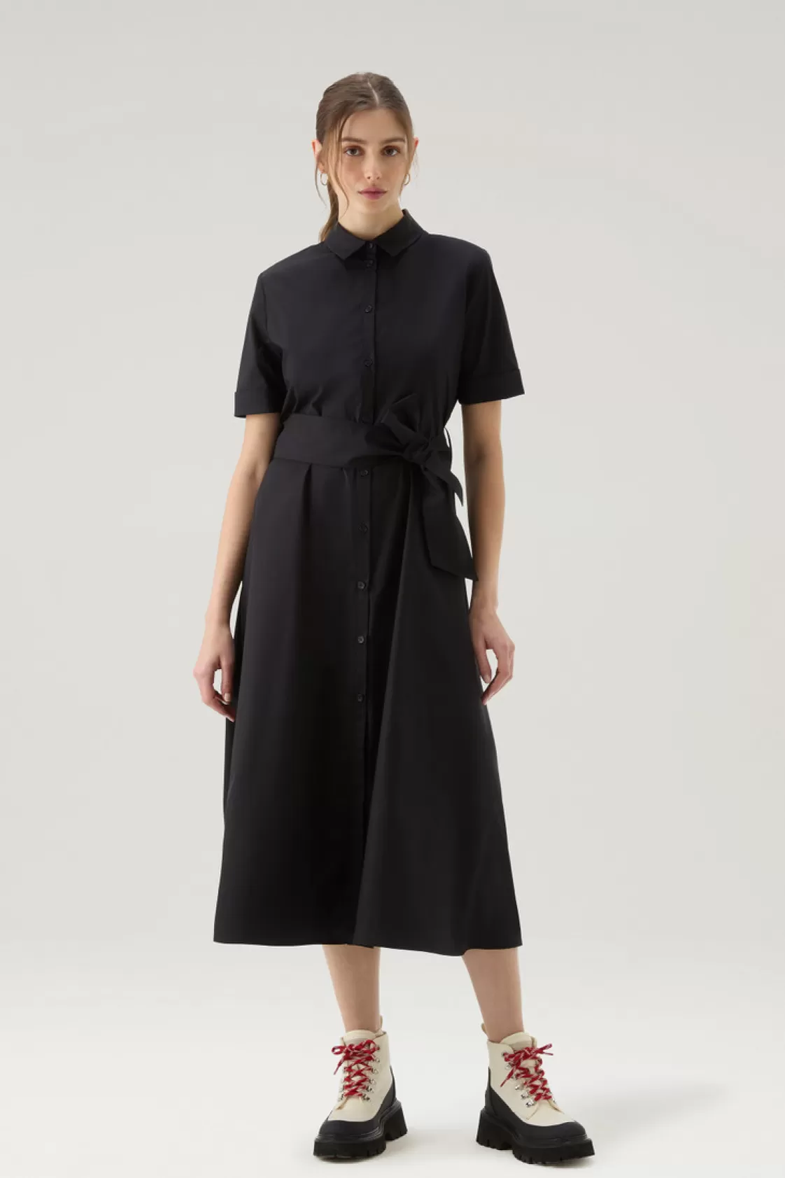 Dresses & Skirts>woolrich Shirt Dress In Pure Cotton Poplin Black