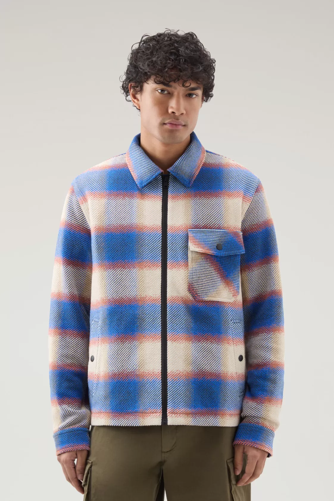 Overshirts & Shirt Jackets>woolrich Shirt Jacket In Manteco Recycled Cotton Blend Blue Check