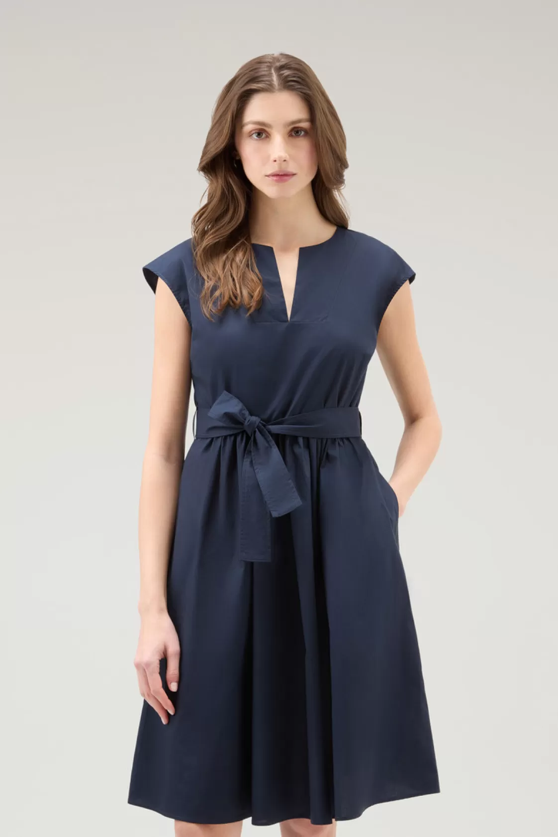 Dresses & Skirts>woolrich Short Dress In Pure Cotton Poplin Melton Blue