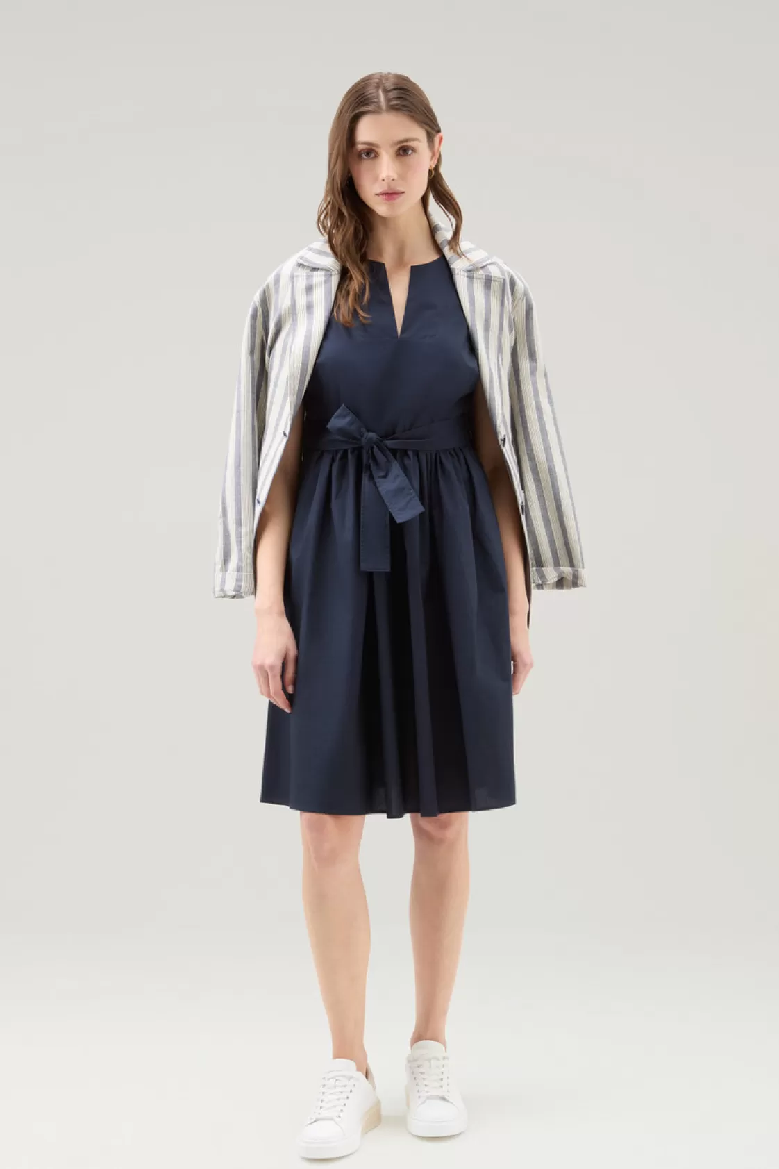 Dresses & Skirts>woolrich Short Dress In Pure Cotton Poplin Melton Blue