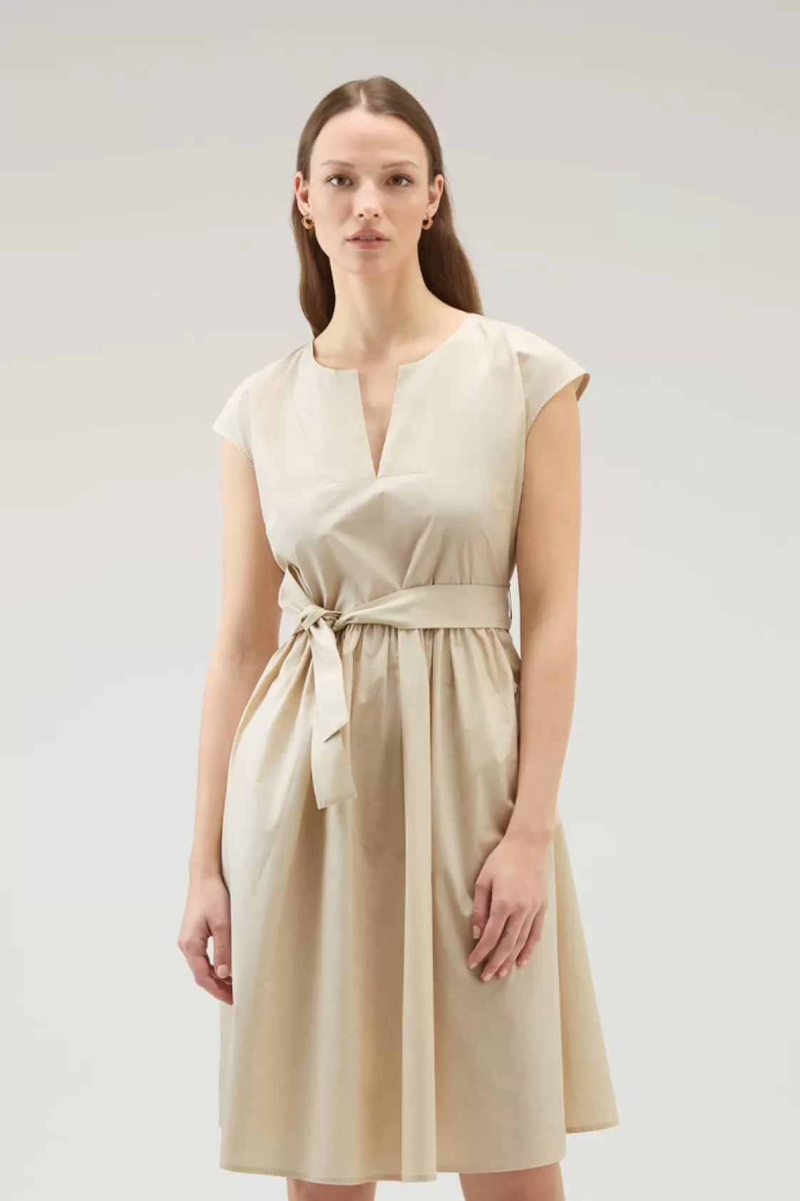 Dresses & Skirts>woolrich Short Dress In Pure Cotton Poplin Light Oak