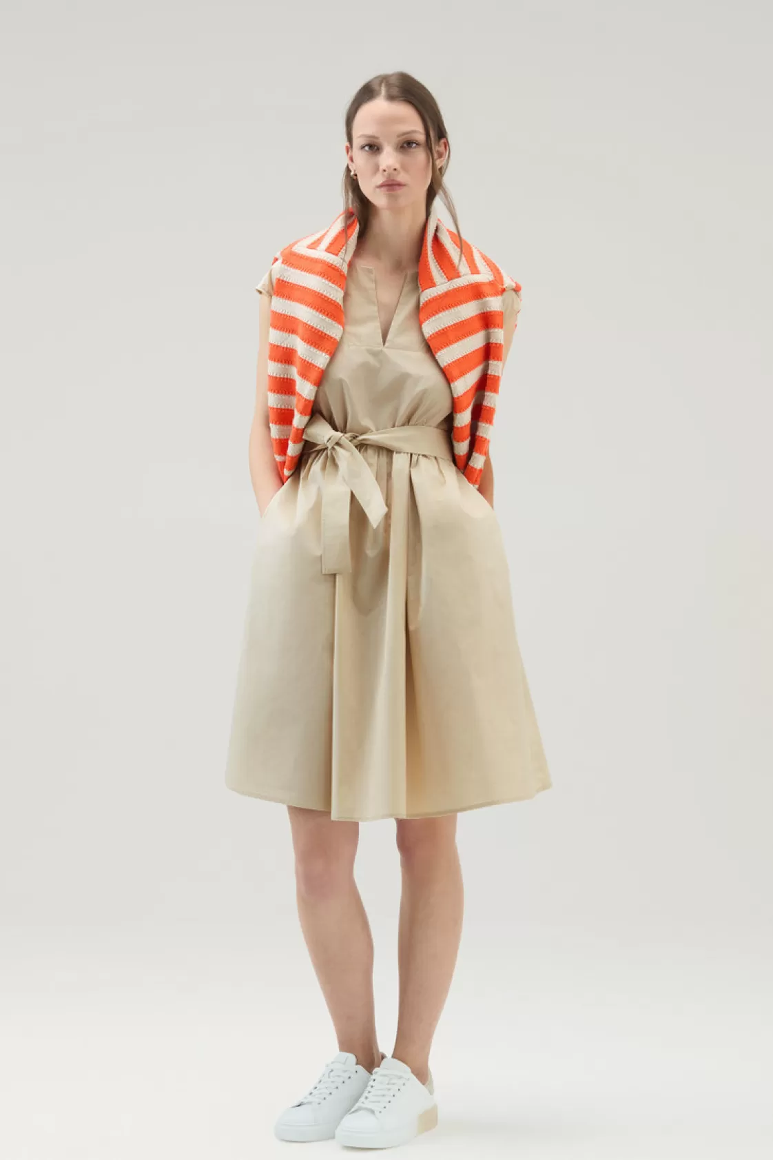 Dresses & Skirts>woolrich Short Dress In Pure Cotton Poplin Light Oak