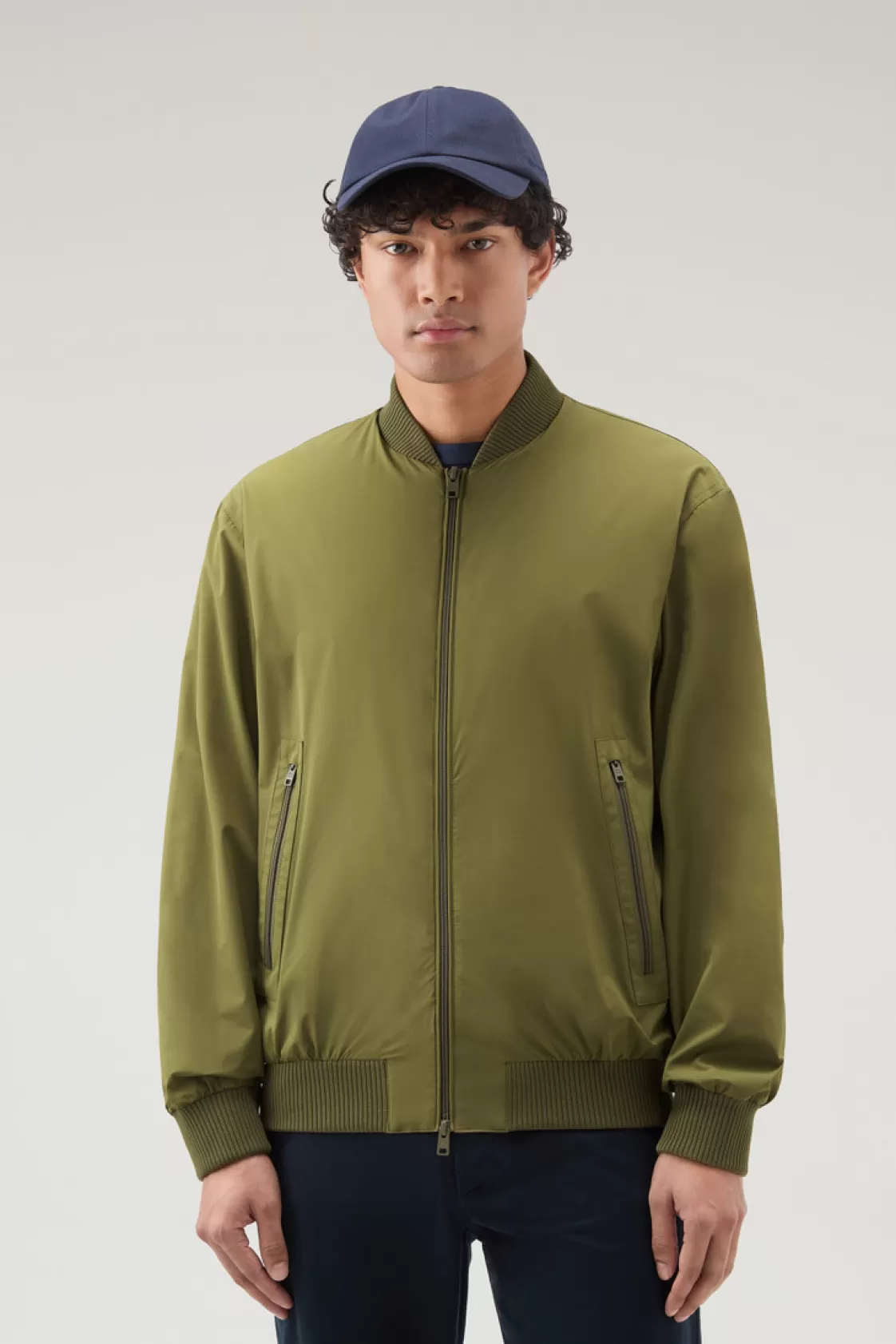 Bomber Jackets>woolrich Stretch Matt Finish Nylon Bomber Jacket Lake Olive