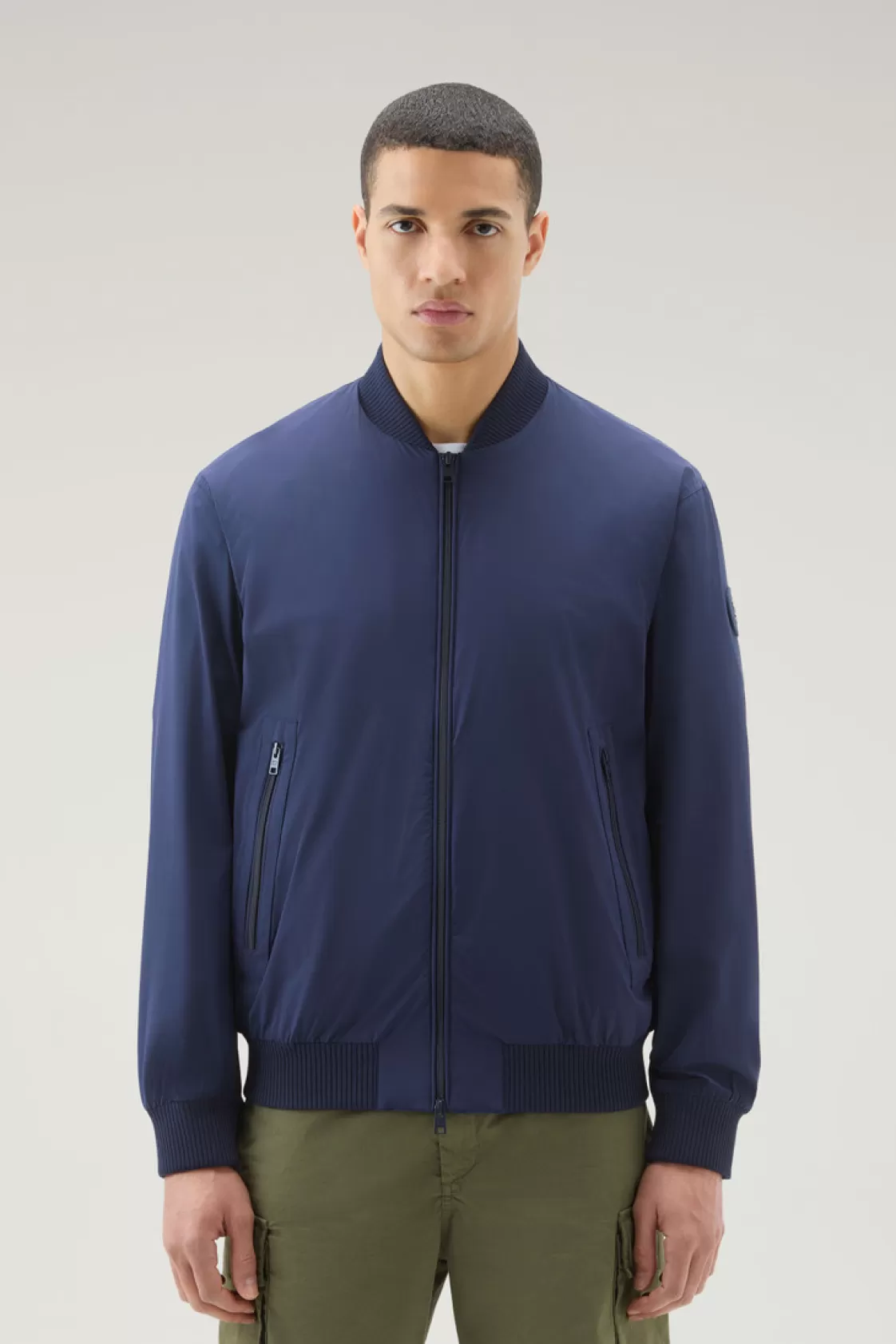 Bomber Jackets>woolrich Stretch Matt Finish Nylon Bomber Jacket Maritime Blue