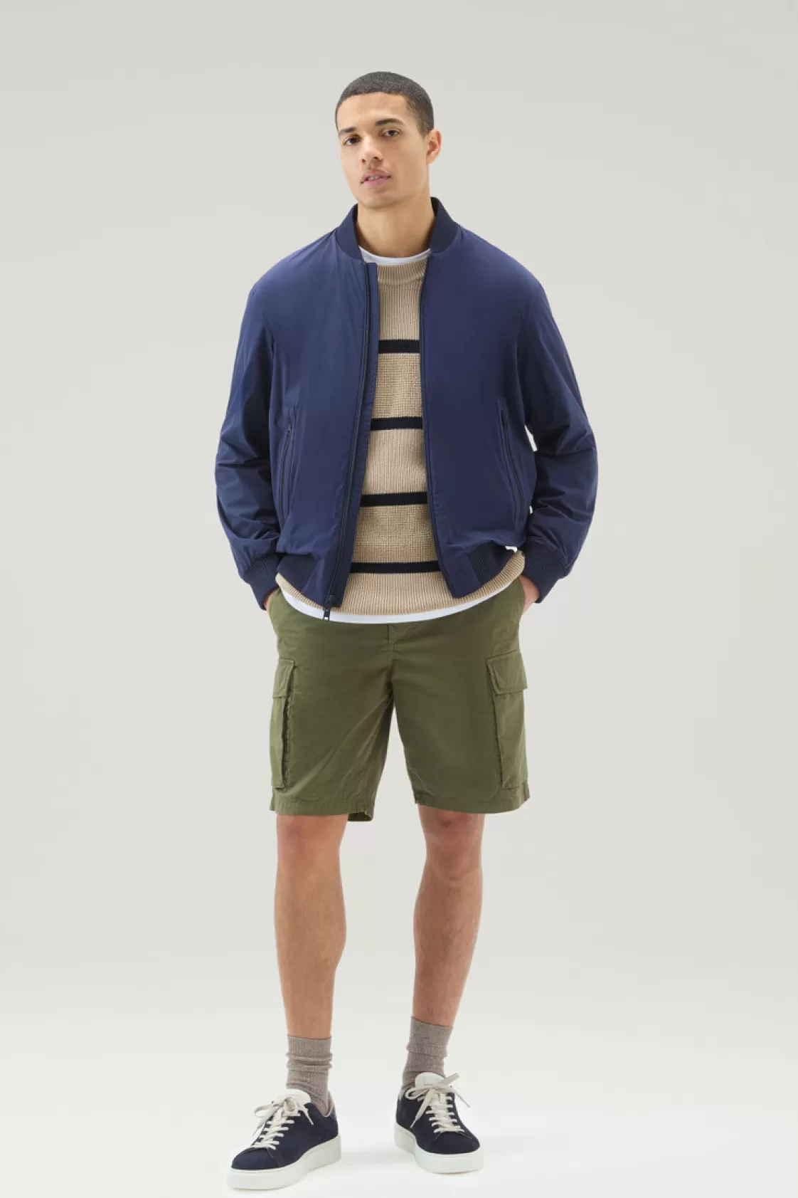 Bomber Jackets>woolrich Stretch Matt Finish Nylon Bomber Jacket Maritime Blue